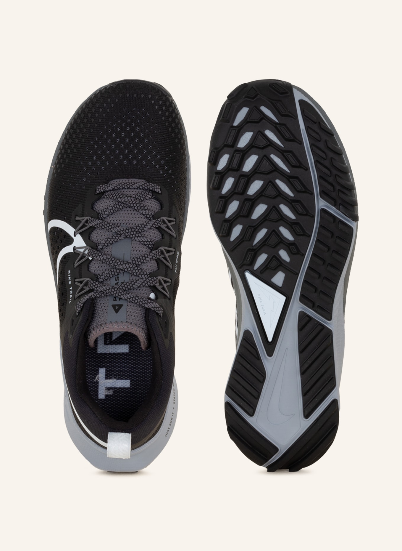 Nike Trailrunning-Schuhe REACT PEGASUS TRAIL 4, Farbe: SCHWARZ/ GRAU (Bild 5)