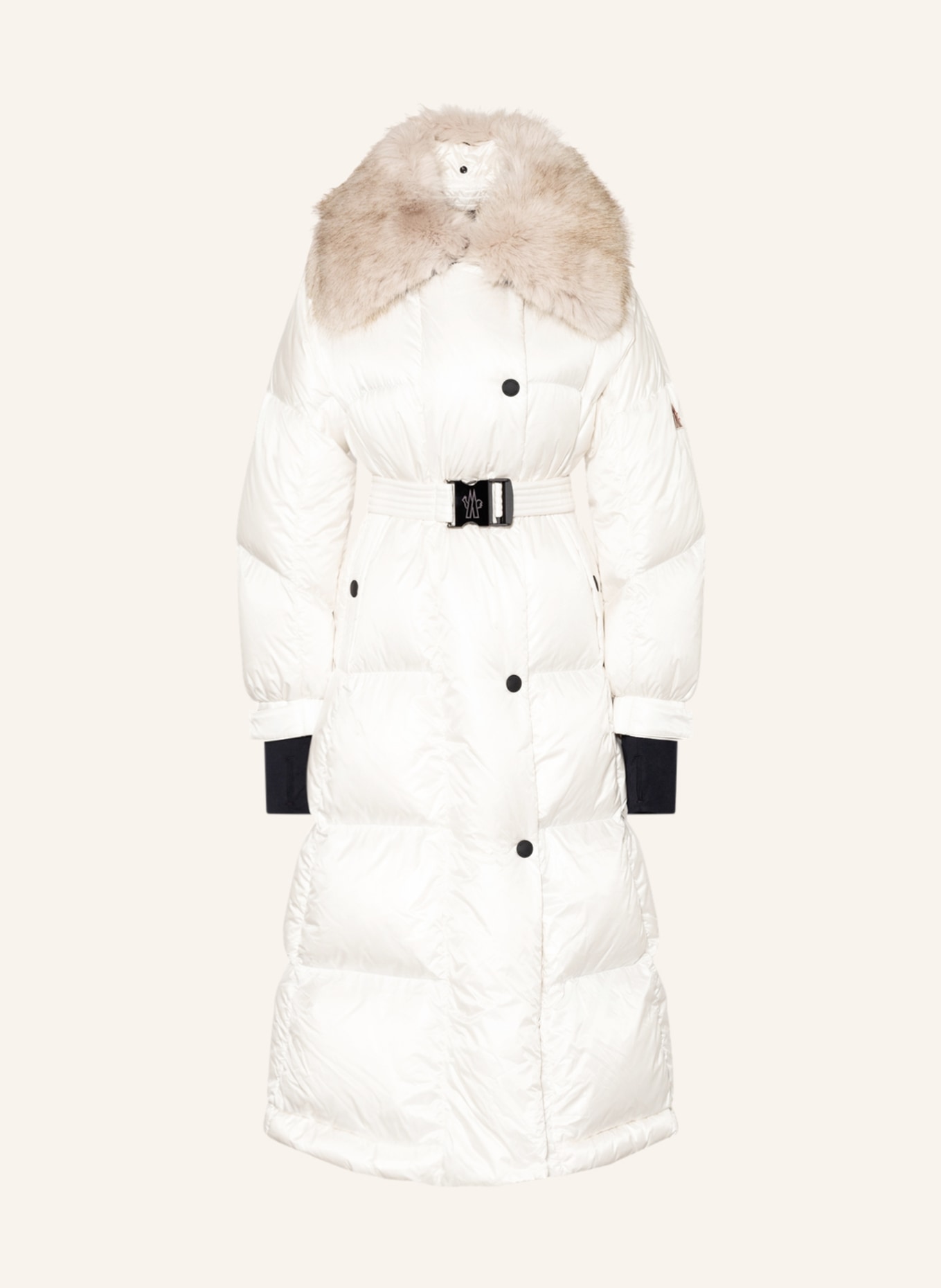 MONCLER GRENOBLE Péřový kabát CHAMOILLE s umělou kožešinou, Barva: KRÉMOVÁ (Obrázek 1)
