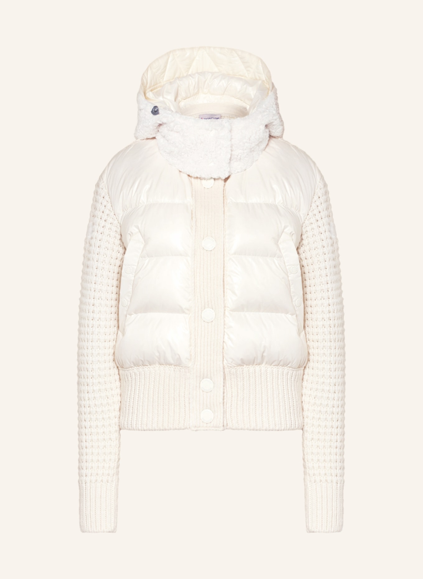 MONCLER Down jacket in mixed materials with detachable hood, Color: ECRU (Image 1)