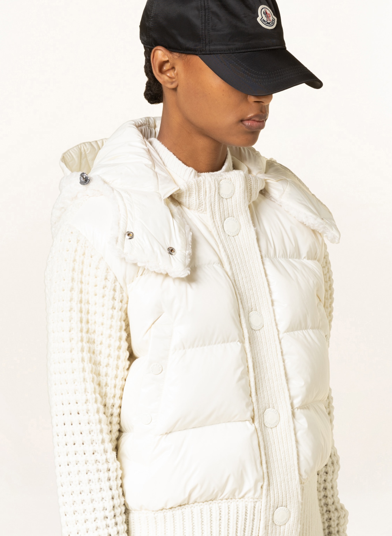 MONCLER Down jacket in mixed materials with detachable hood, Color: ECRU (Image 5)