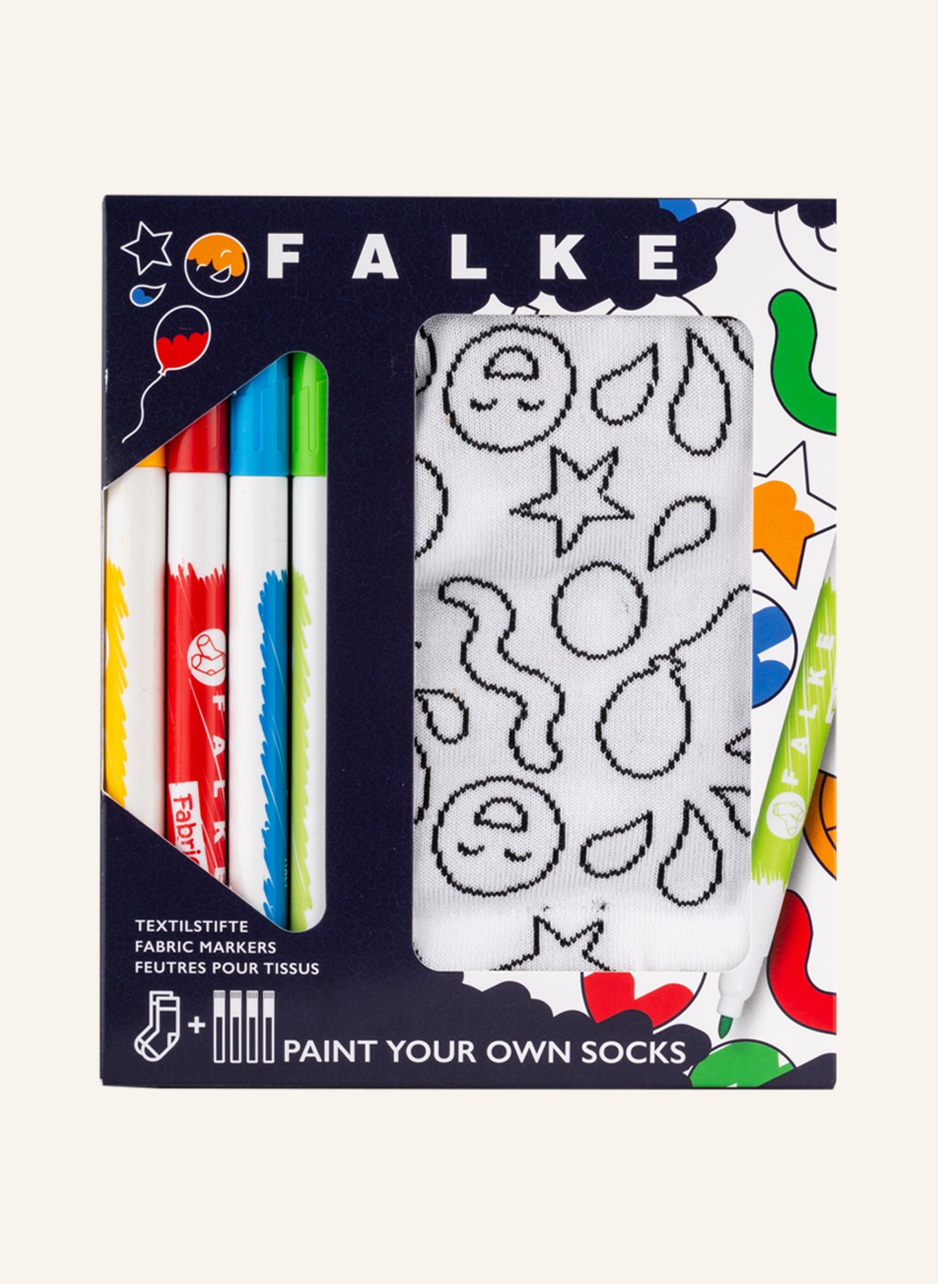 FALKE Skarpety PAINT YOUR OWN SOCKS z markerami do tkanin , Kolor: BIAŁY/ CZARNY (Obrazek 2)