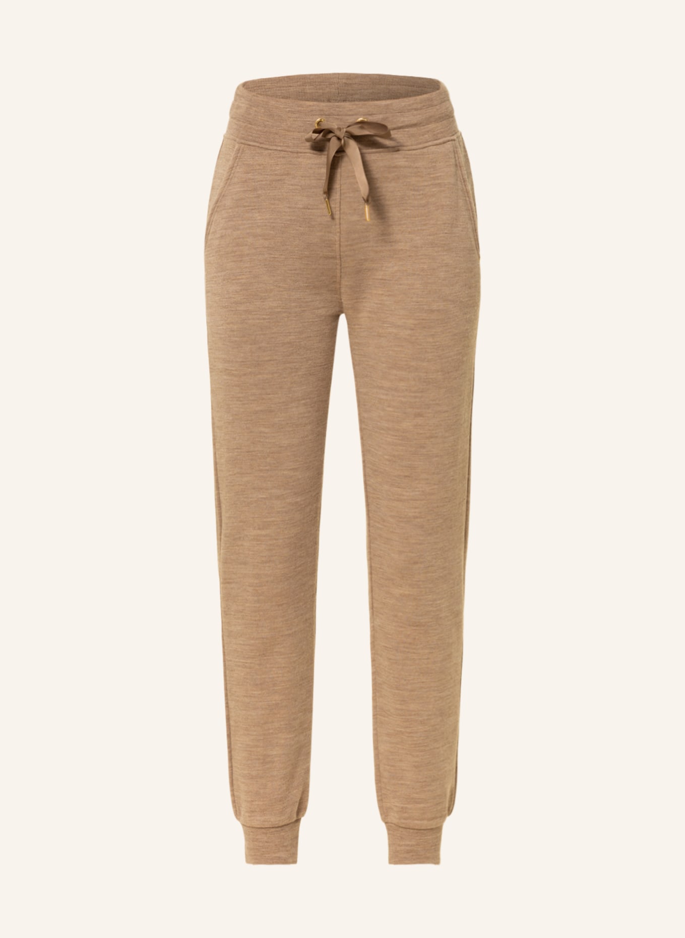 WE NORWEGIANS Knit trousers TIND made of merino wool, Color: CAMEL (Image 1)