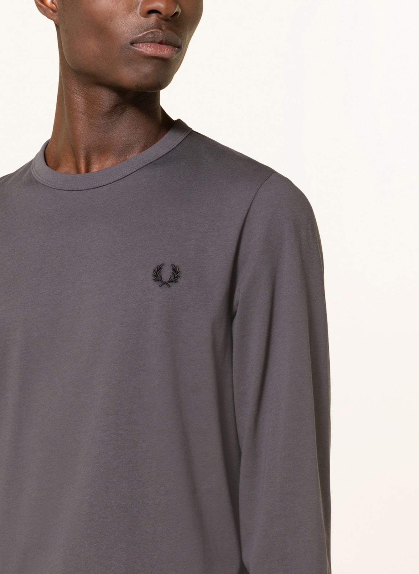 FRED PERRY Long sleeve shirt in dark gray