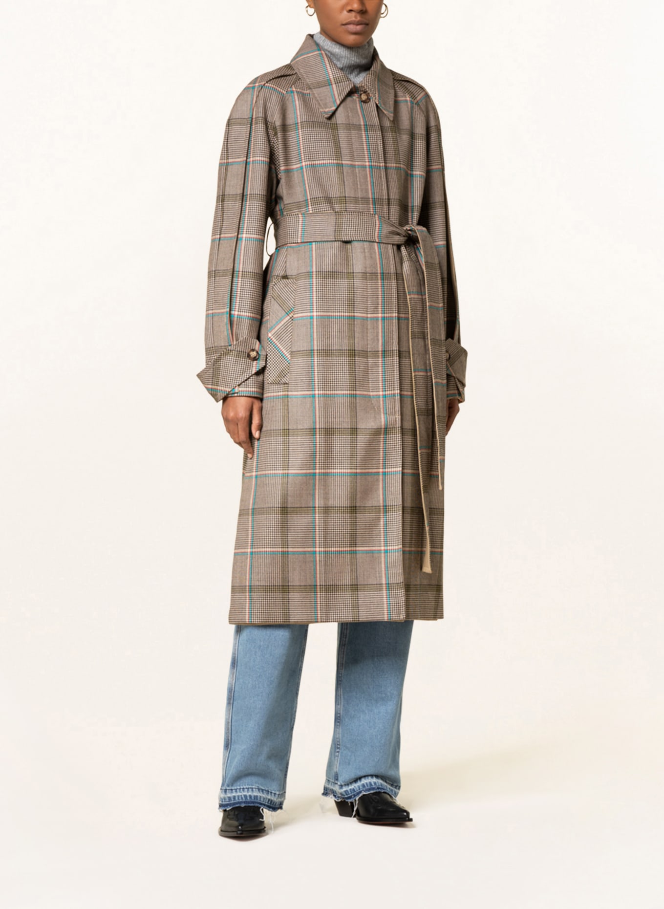 Victoria Beckham Monogram Cotton-blend Trench Coat In Beige