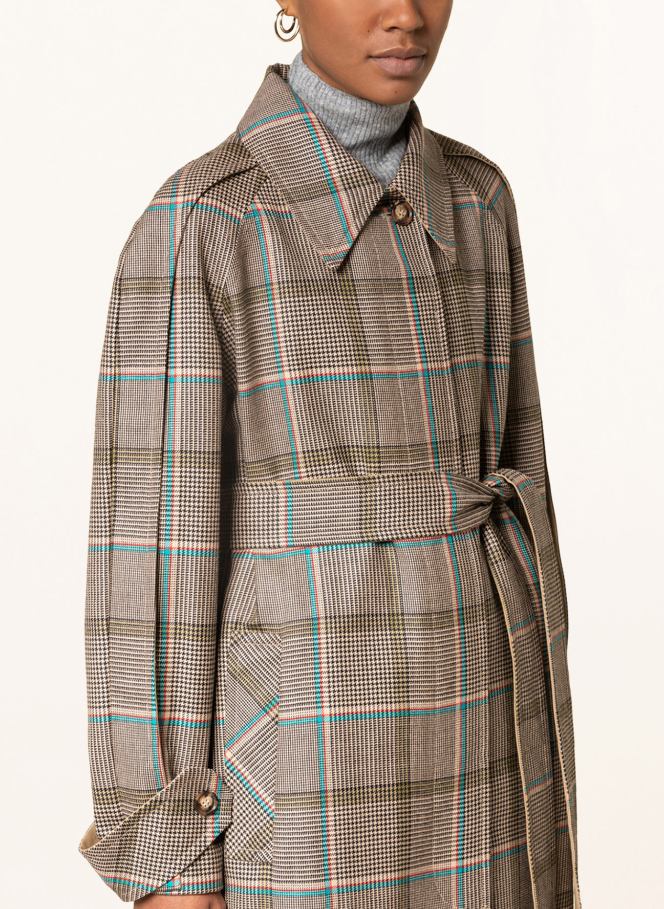 Victoria Beckham Monogram Cotton-blend Trench Coat In Beige