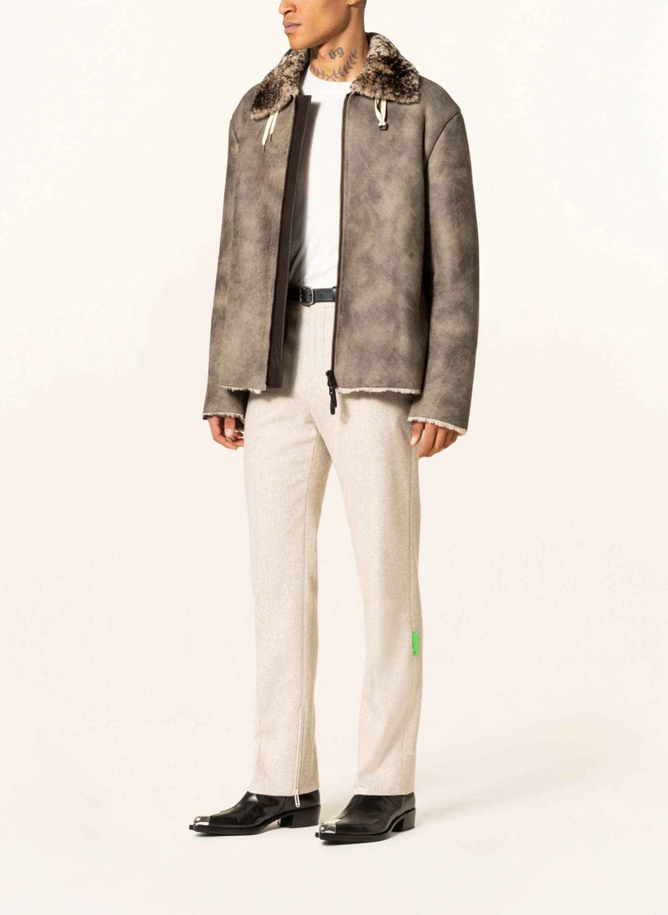 Acne Studios Kožená bunda s jehněčí kožešinou, Barva: HNĚDÁ (Obrázek 2)
