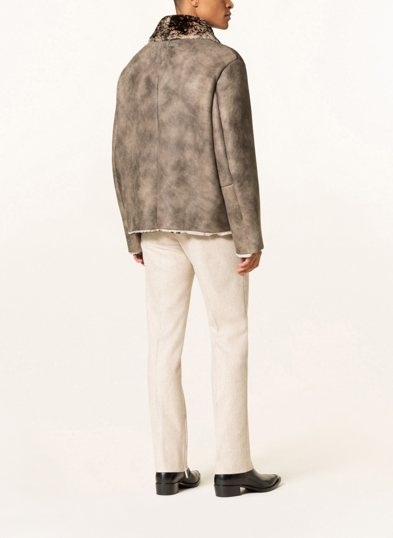 Acne Studios Kožená bunda s jehněčí kožešinou, Barva: HNĚDÁ (Obrázek 3)