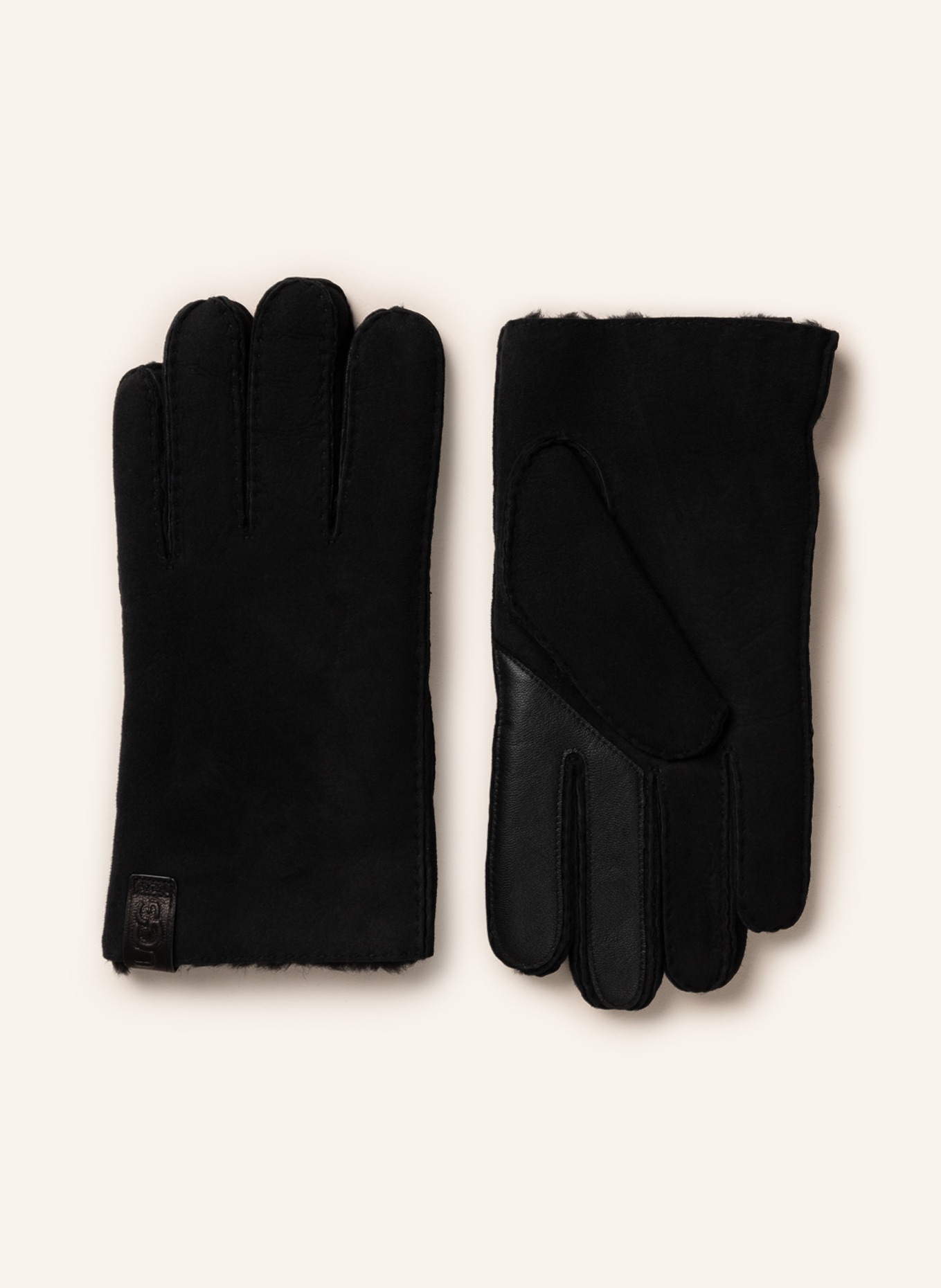 UGG Leather gloves with touch screen function, Color: BLACK (Image 1)