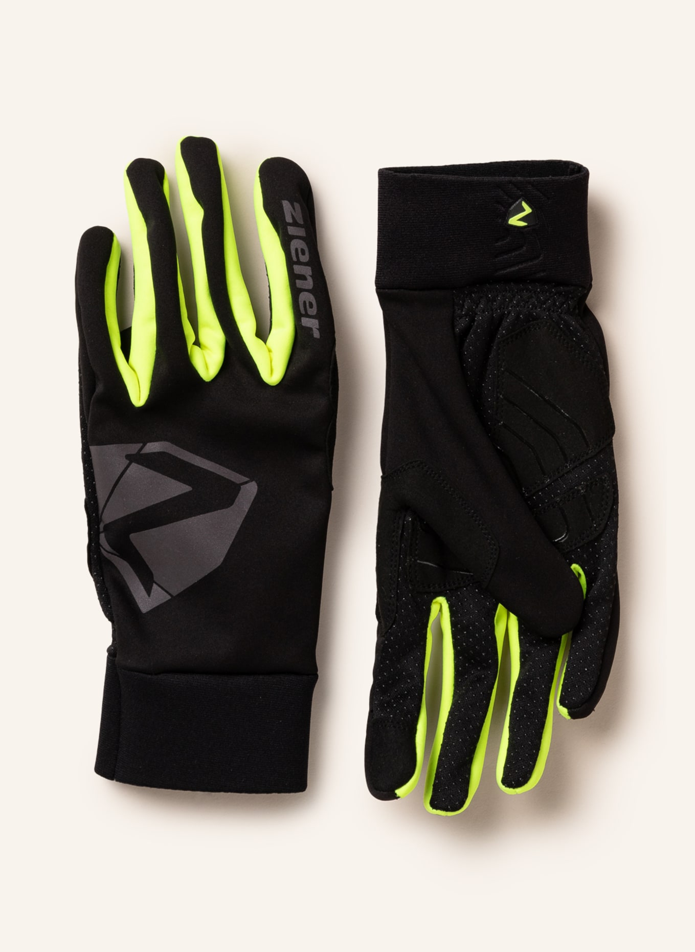 ziener Cycling gloves DOJAN with touchscreen function, Color: BLACK/ NEON YELLOW (Image 1)