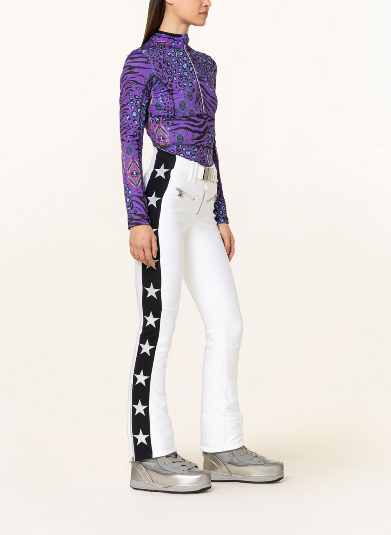 JET SET Softshell ski pants TIBY STAR , Color: WHITE/ BLACK (Image 4)
