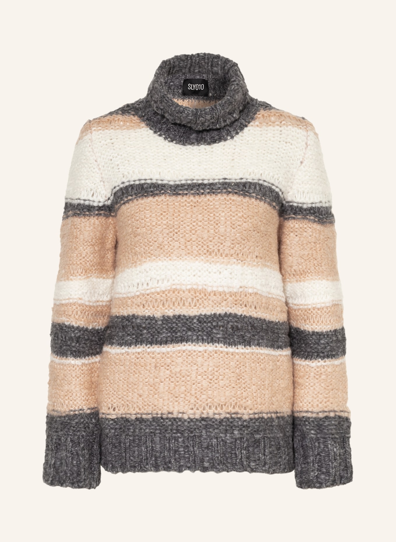 SLY 010 Sweater with mohair , Color: WHITE/ GRAY/ BEIGE (Image 1)