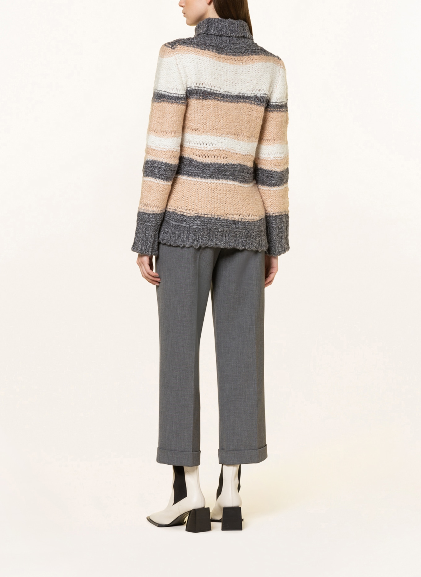 SLY 010 Sweater with mohair , Color: WHITE/ GRAY/ BEIGE (Image 3)