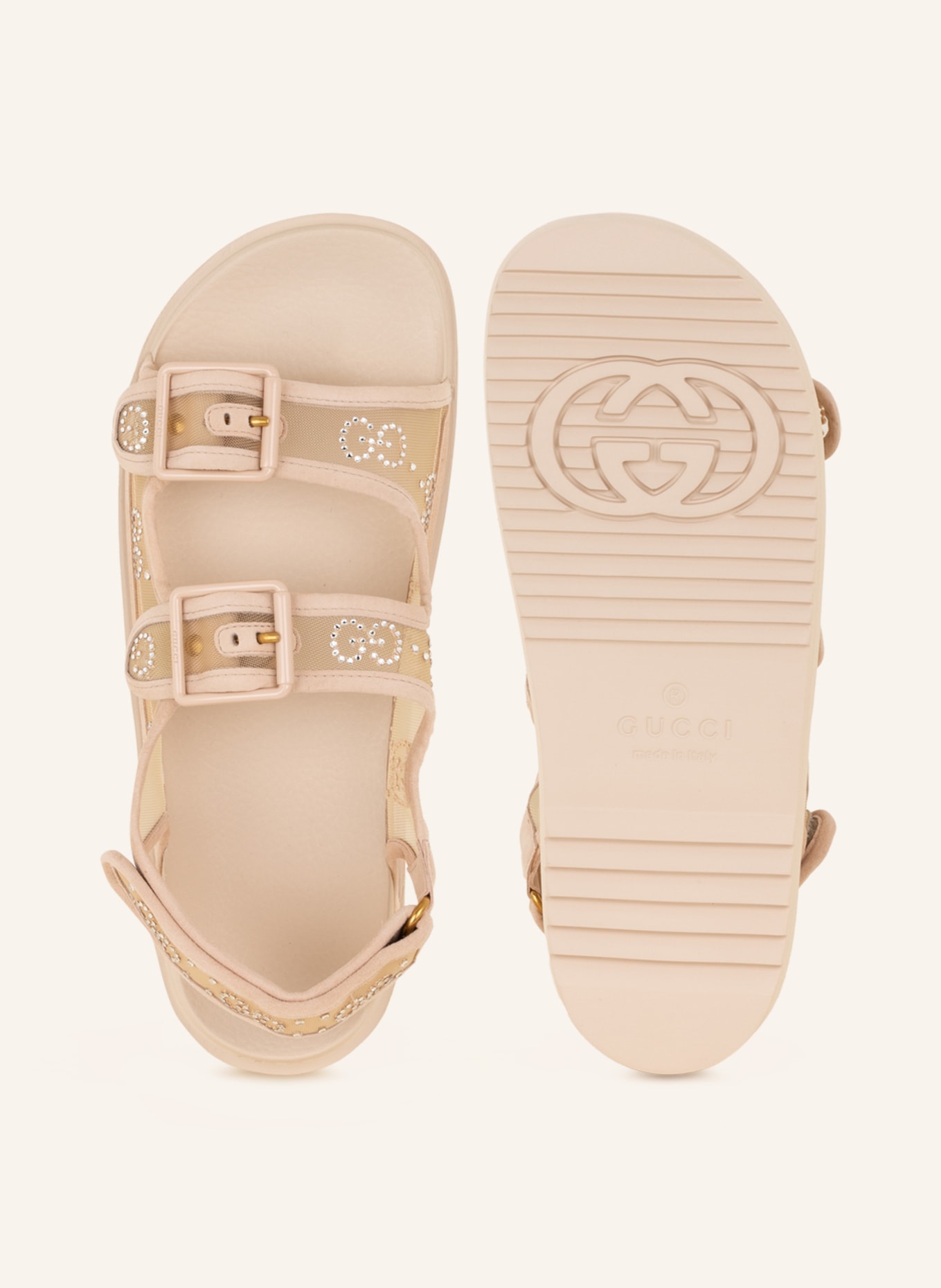 GUCCI Platform sandals with decorative gems, Color: 9960 LT POWDER/SKIN ROSE (Image 5)