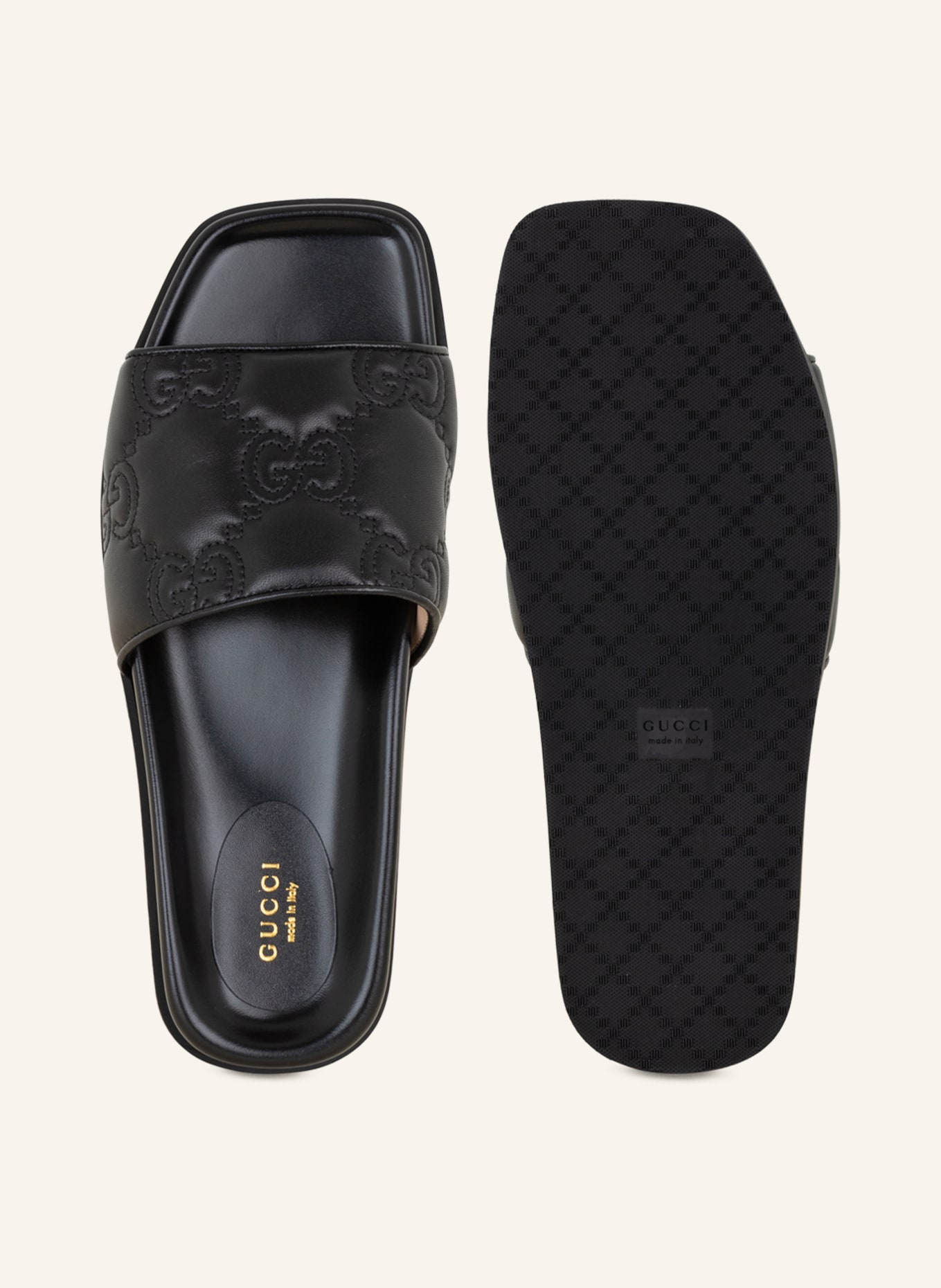 Triple black gucci slides discount