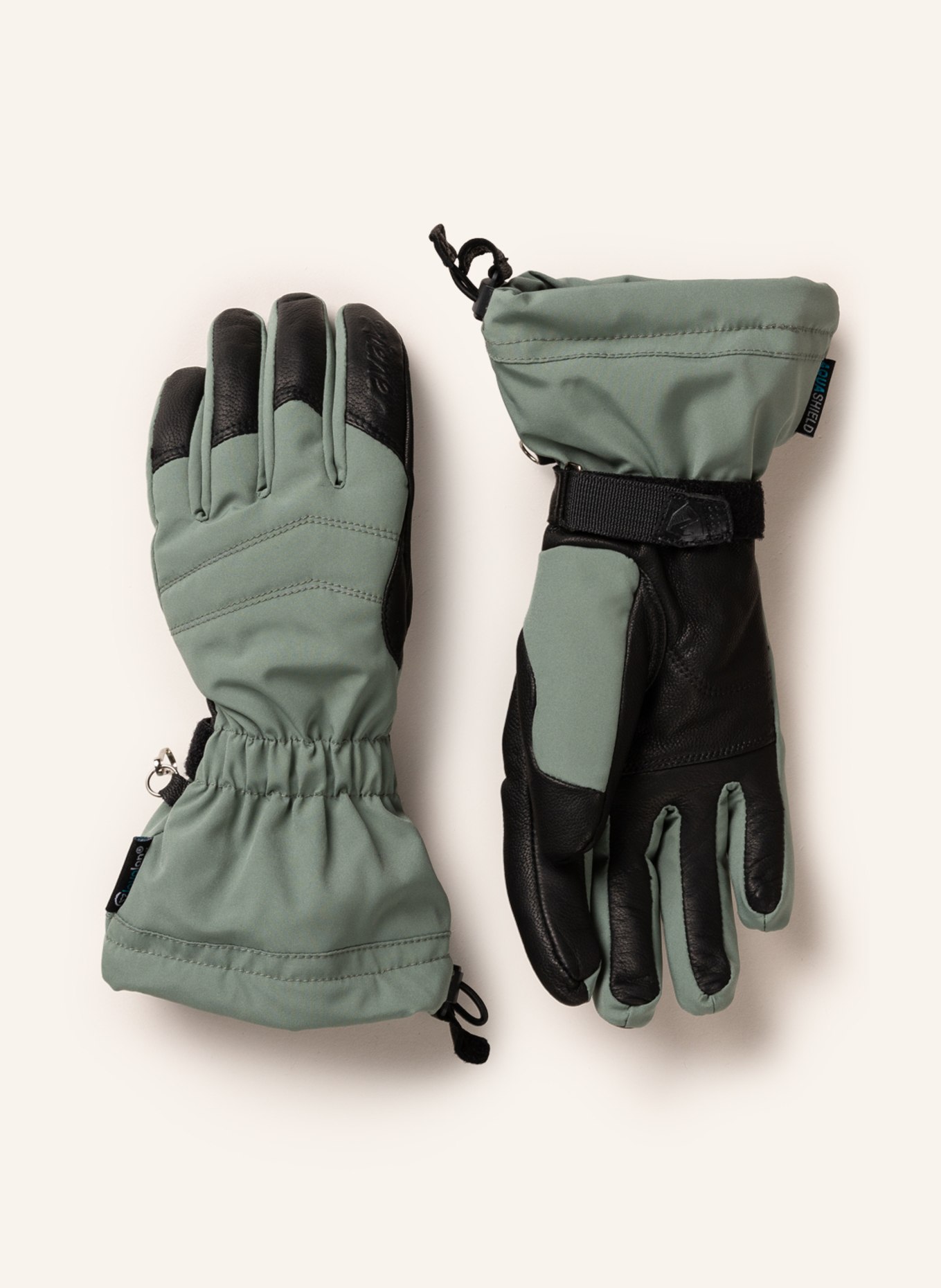 ziener Ski gloves KILATA with leather, Color: GREEN/ BLACK (Image 1)
