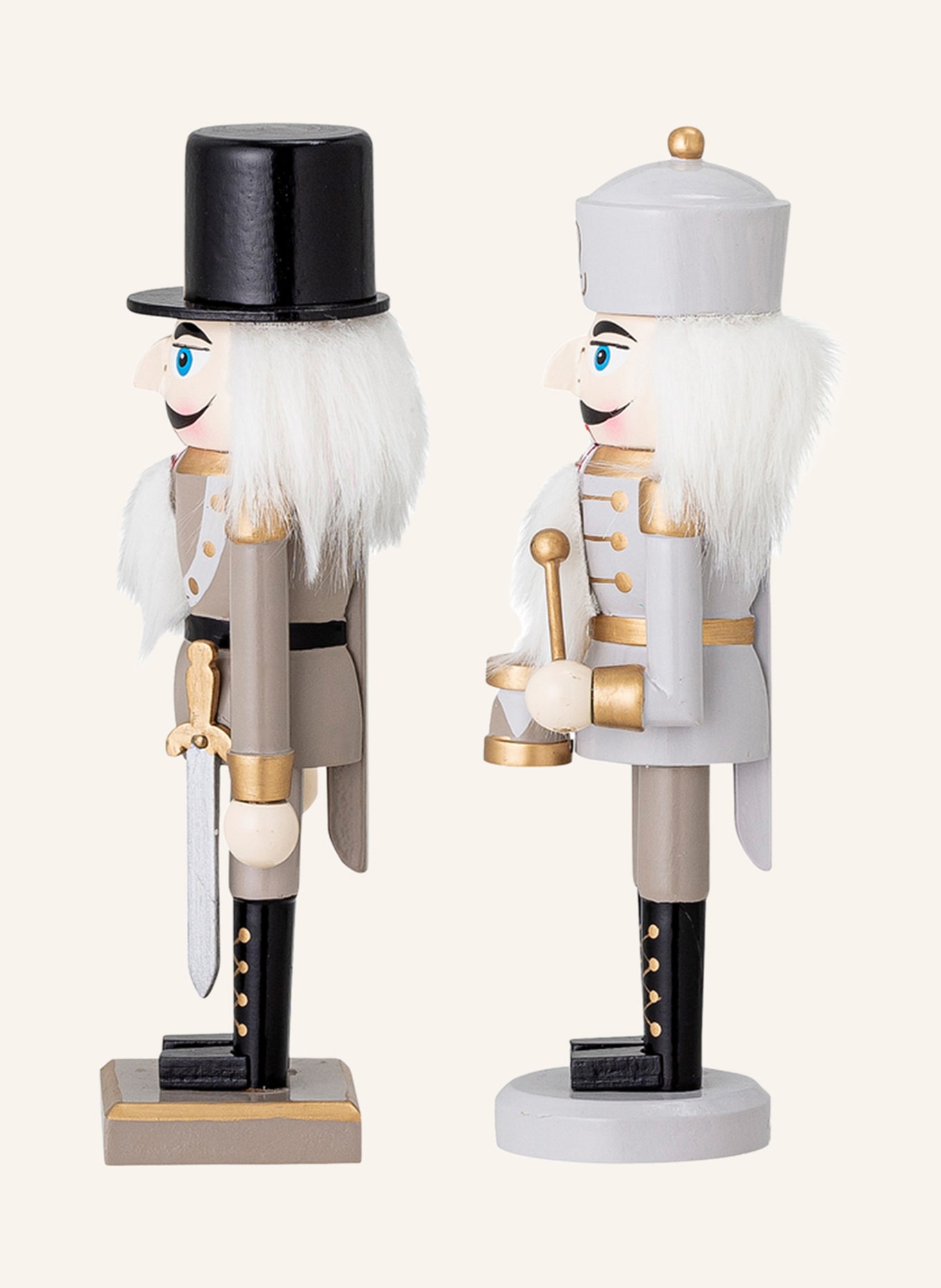 Bloomingville 2er-Set Dekofiguren DARREN: BEIGE / GRAU / SCHWARZ