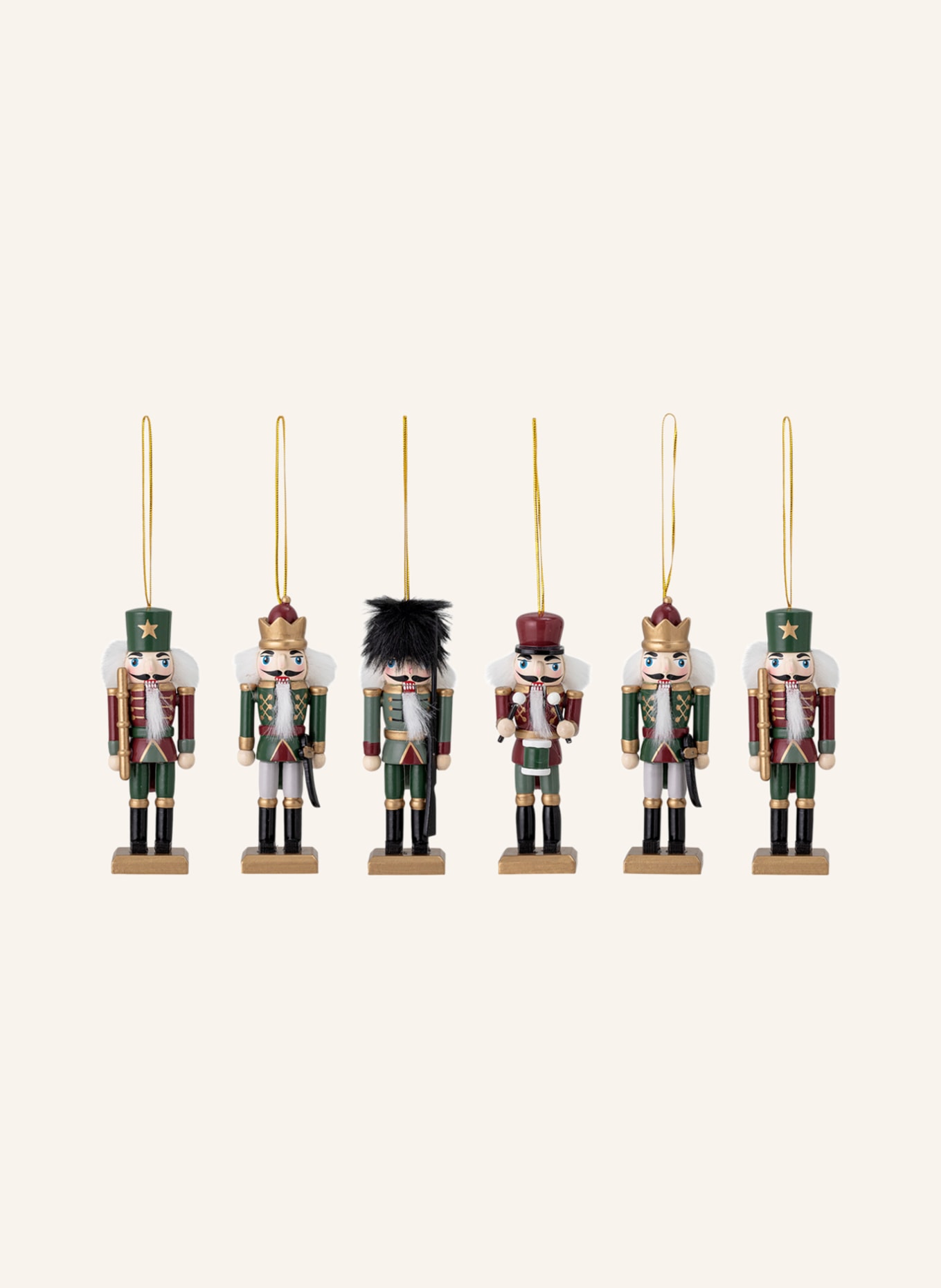 Bloomingville Set of 6 decorative pendants NIKITA: GREEN / DARK RED / GOLD