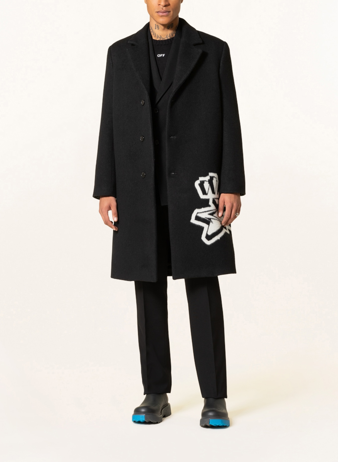 Off-White Wool coat, Color: BLACK/ WHITE (Image 2)