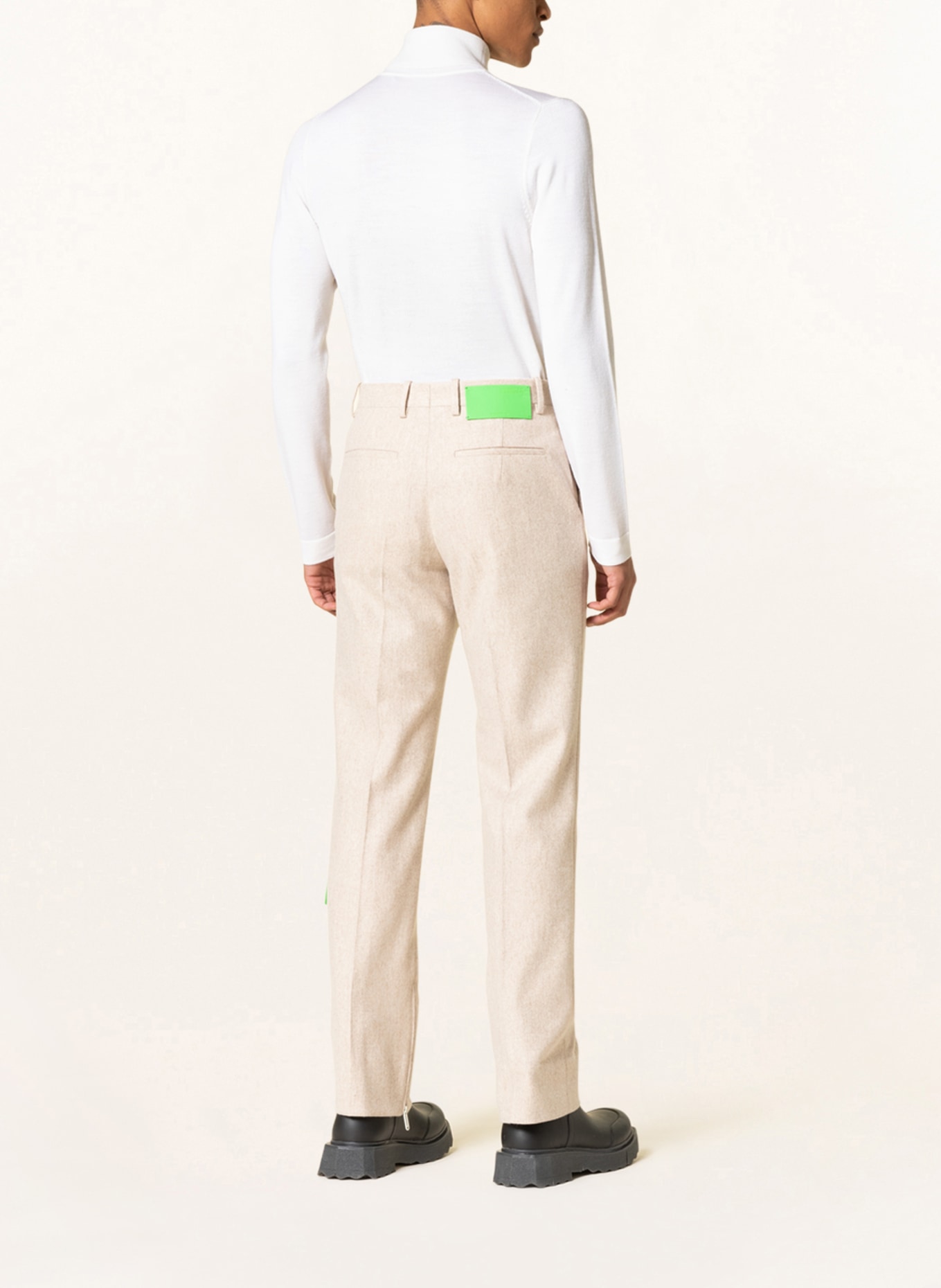 Off-White Spodnie garniturowe slim fit, Kolor: KREMOWY (Obrazek 3)
