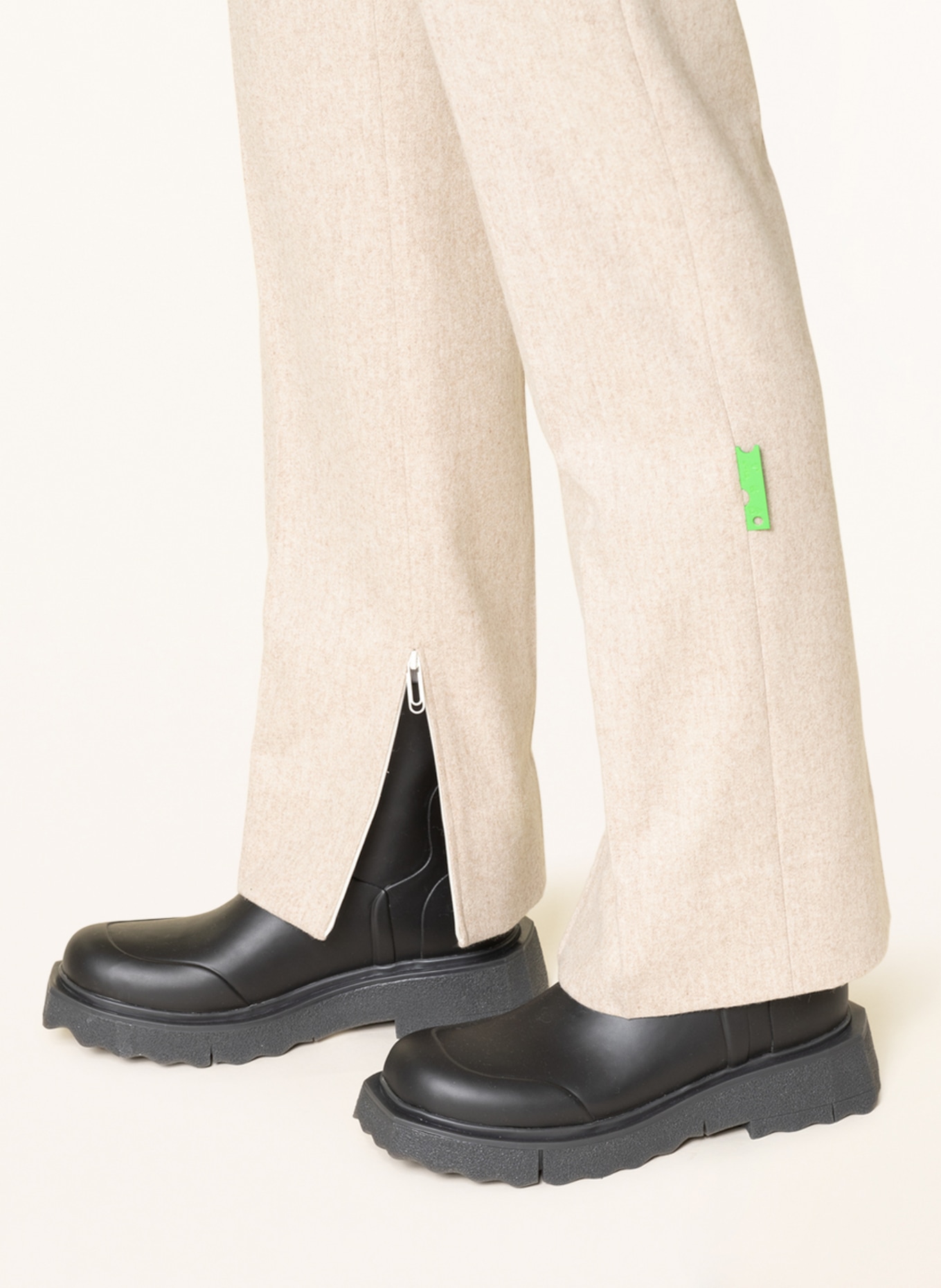 Off-White Spodnie garniturowe slim fit, Kolor: KREMOWY (Obrazek 6)