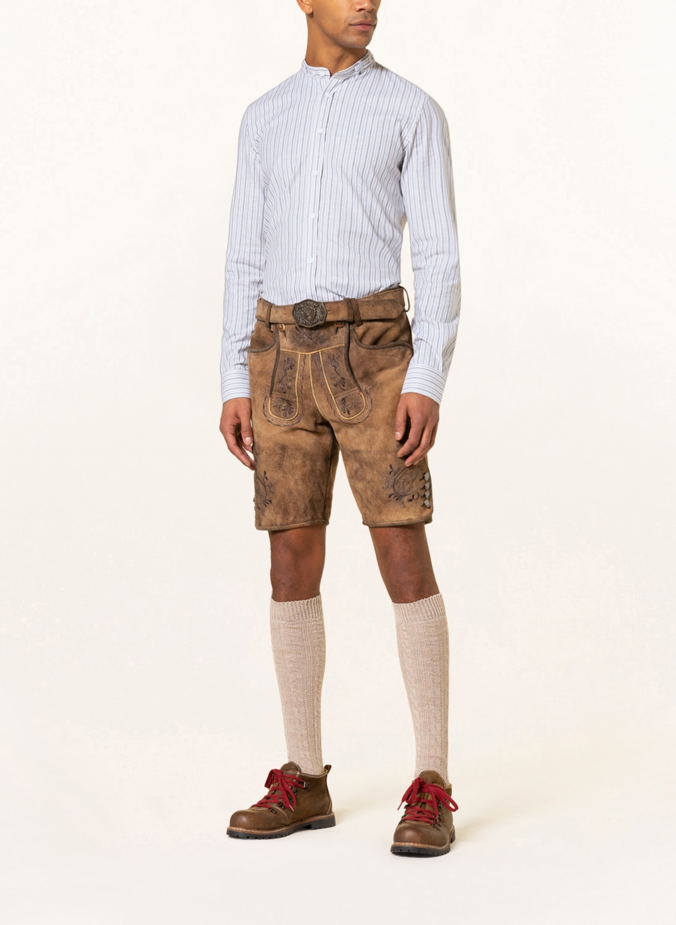 Gottseidank Trachtenhemd LENZ Extra Slim Fit mit Stehkragen, Farbe: BLAUGRAU/ WEISS (Bild 2)