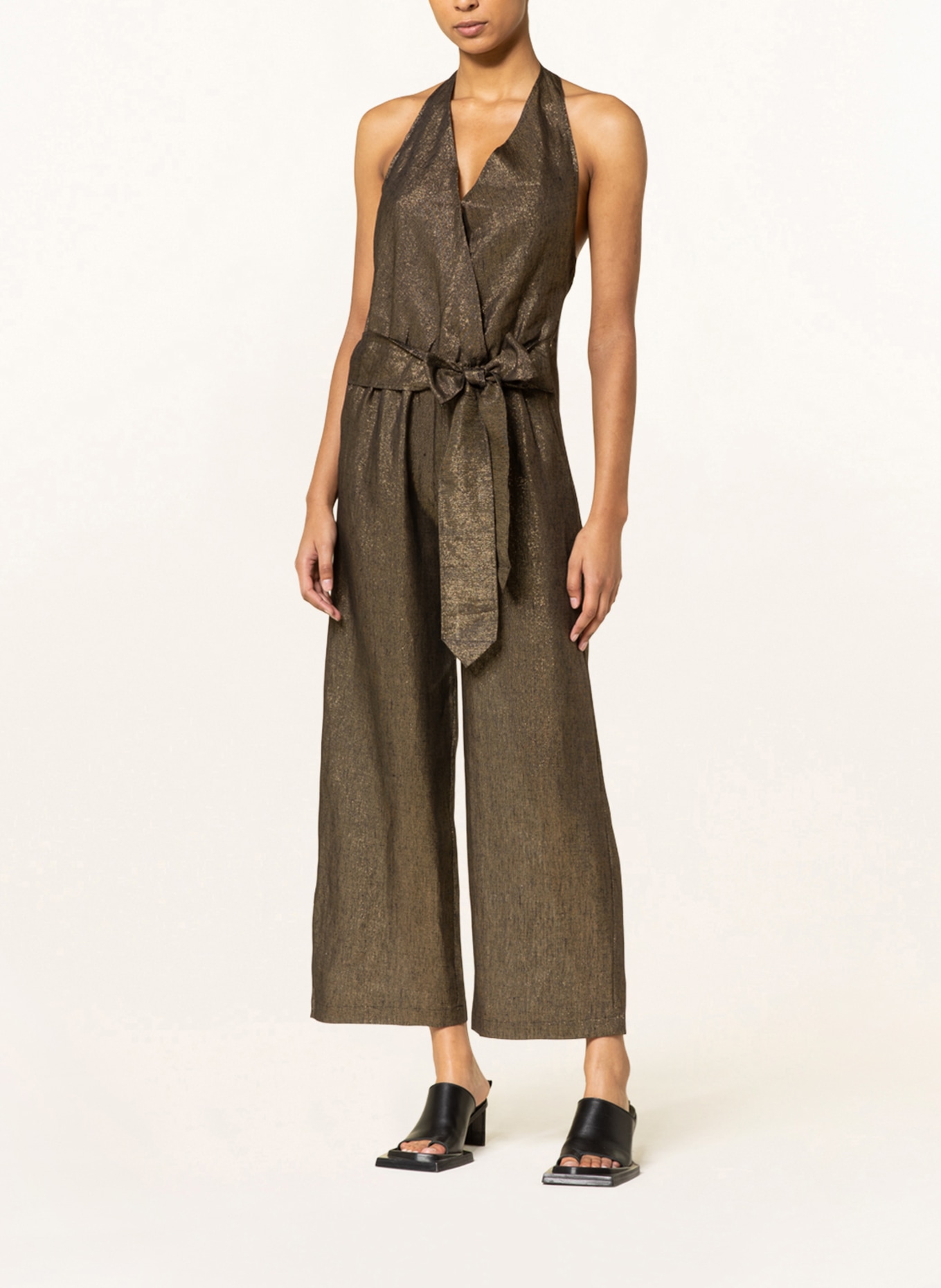 MIRYAM Linen jumpsuit with glitter thread, Color: BLACK/ GOLD (Image 2)