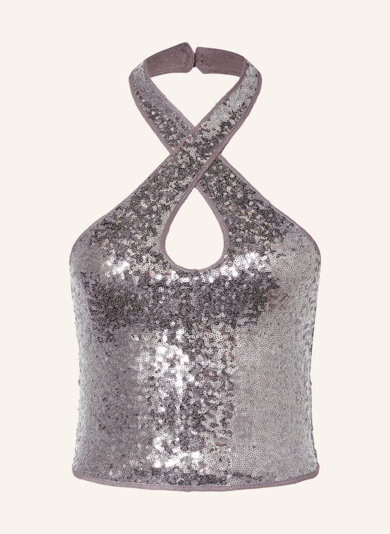 gina tricot Cropped-Top TYRA aus Mesh mit Pailletten, Farbe: SILBER (Bild 1)