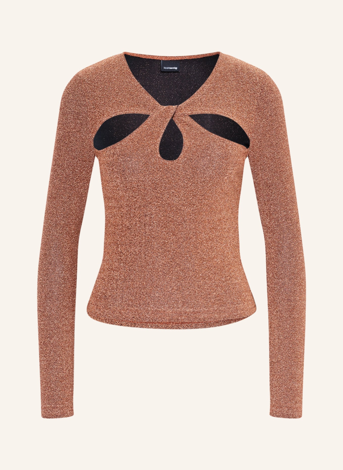 gina tricot Long sleeve shirt LEXI with glitter thread, Color: DARK ORANGE (Image 1)