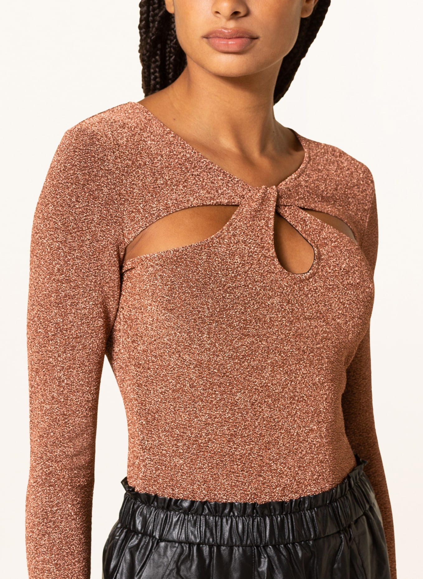 gina tricot Long sleeve shirt LEXI with glitter thread, Color: DARK ORANGE (Image 4)