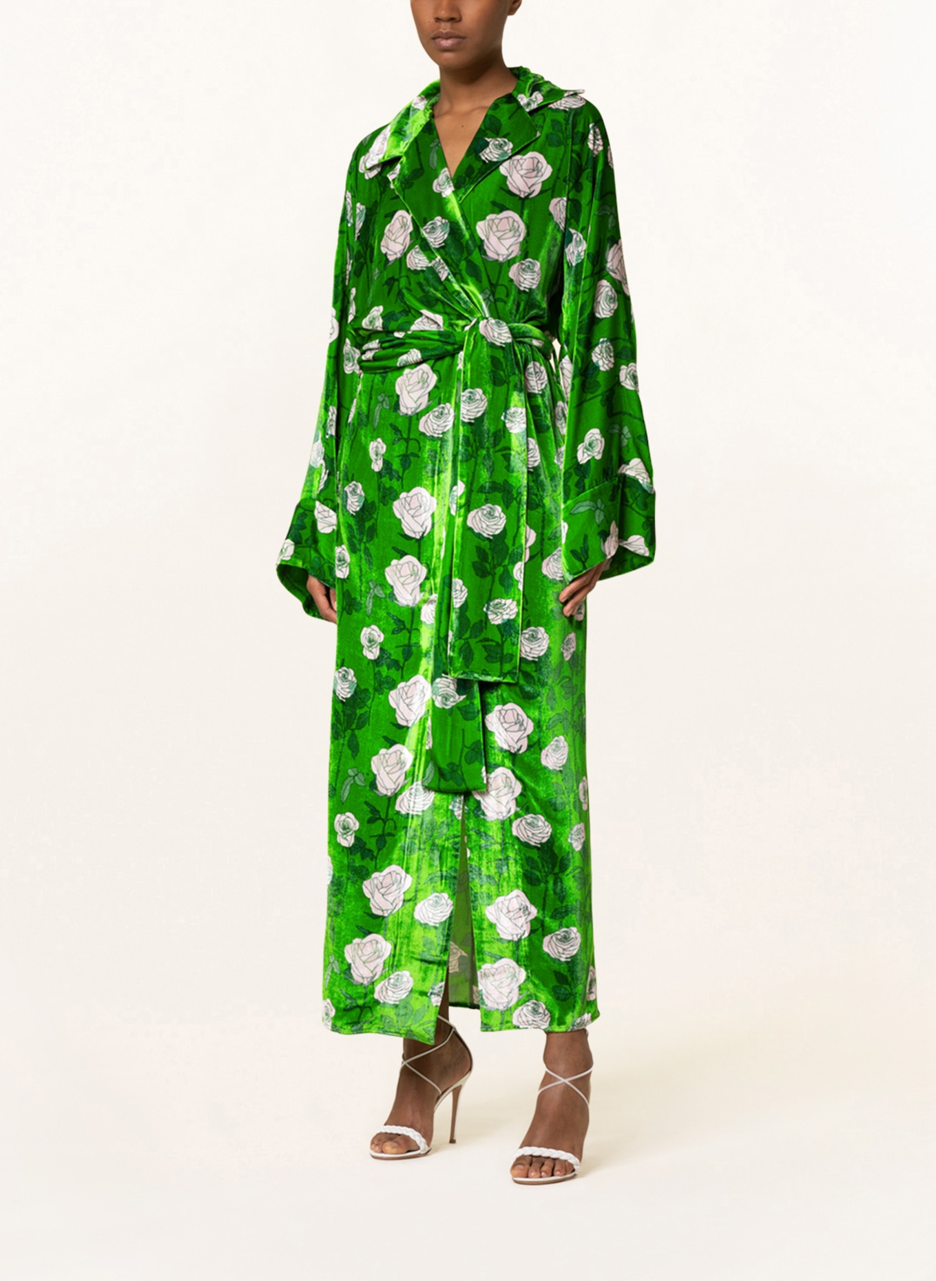 BERNADETTE Wrap dress GISOU made of velvet, Color: GREEN/ WHITE (Image 2)
