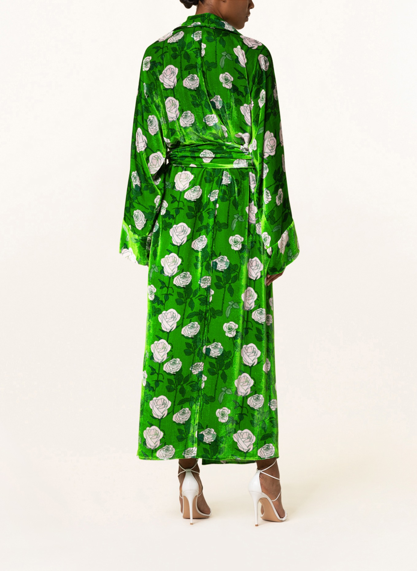 BERNADETTE Sukienka w stylu kopertowym GISOU z aksamitu, Kolor: ZIELONY/ BIAŁY (Obrazek 3)