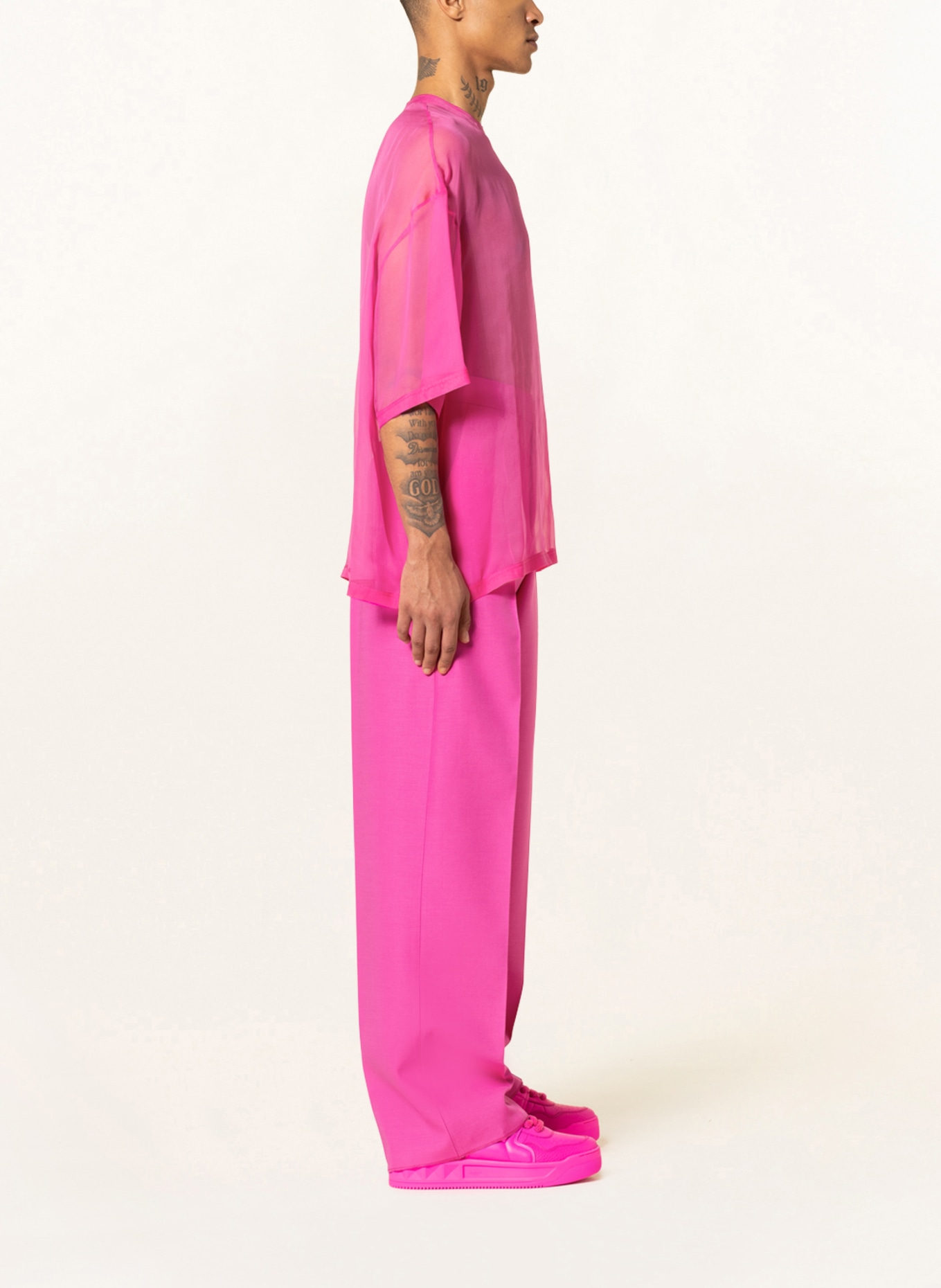 VALENTINO Regular fit trousers with silk , Color: PINK (Image 4)