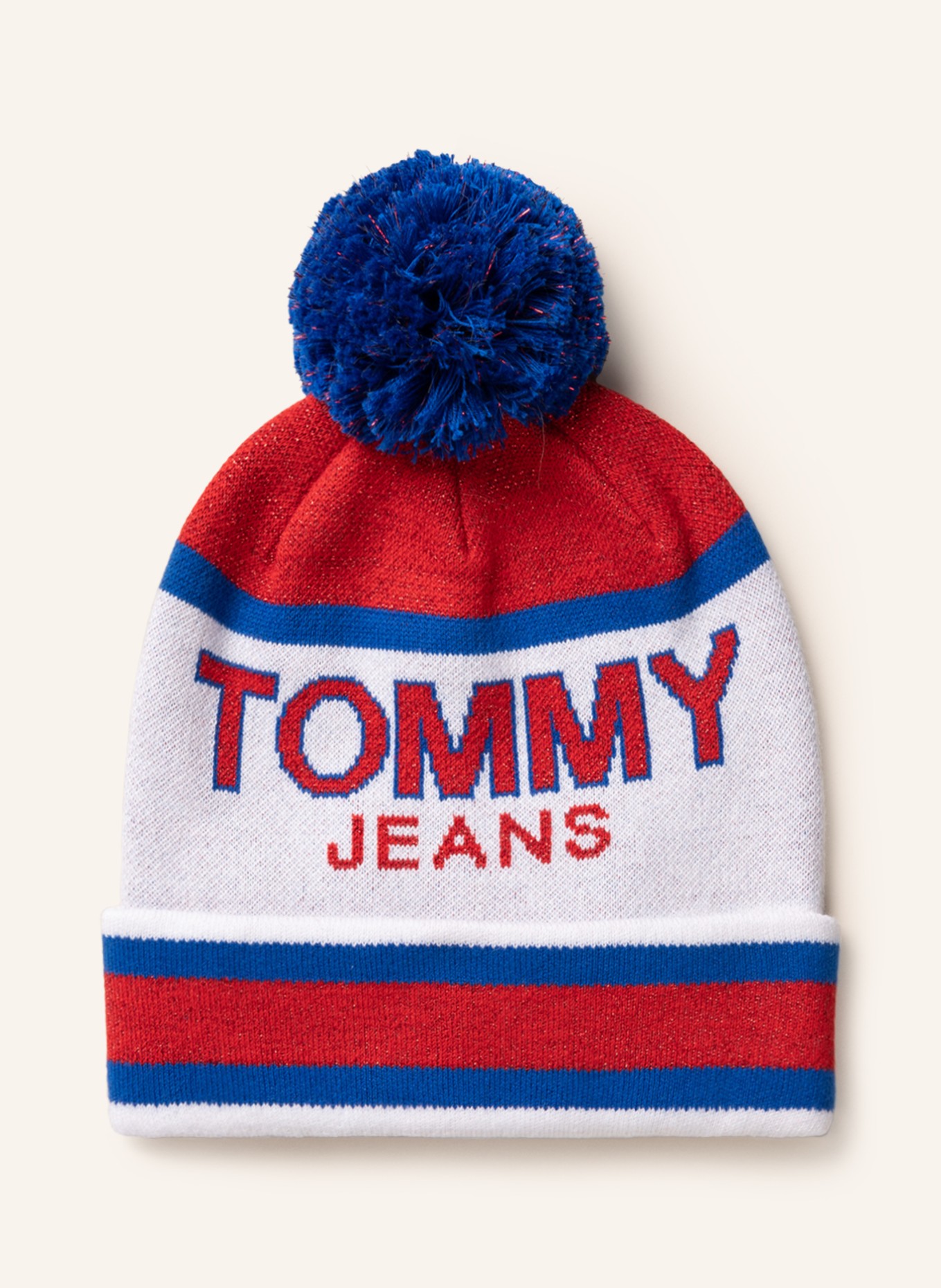 TOMMY JEANS Beanie, Color: WHITE/ BLUE/ RED (Image 1)