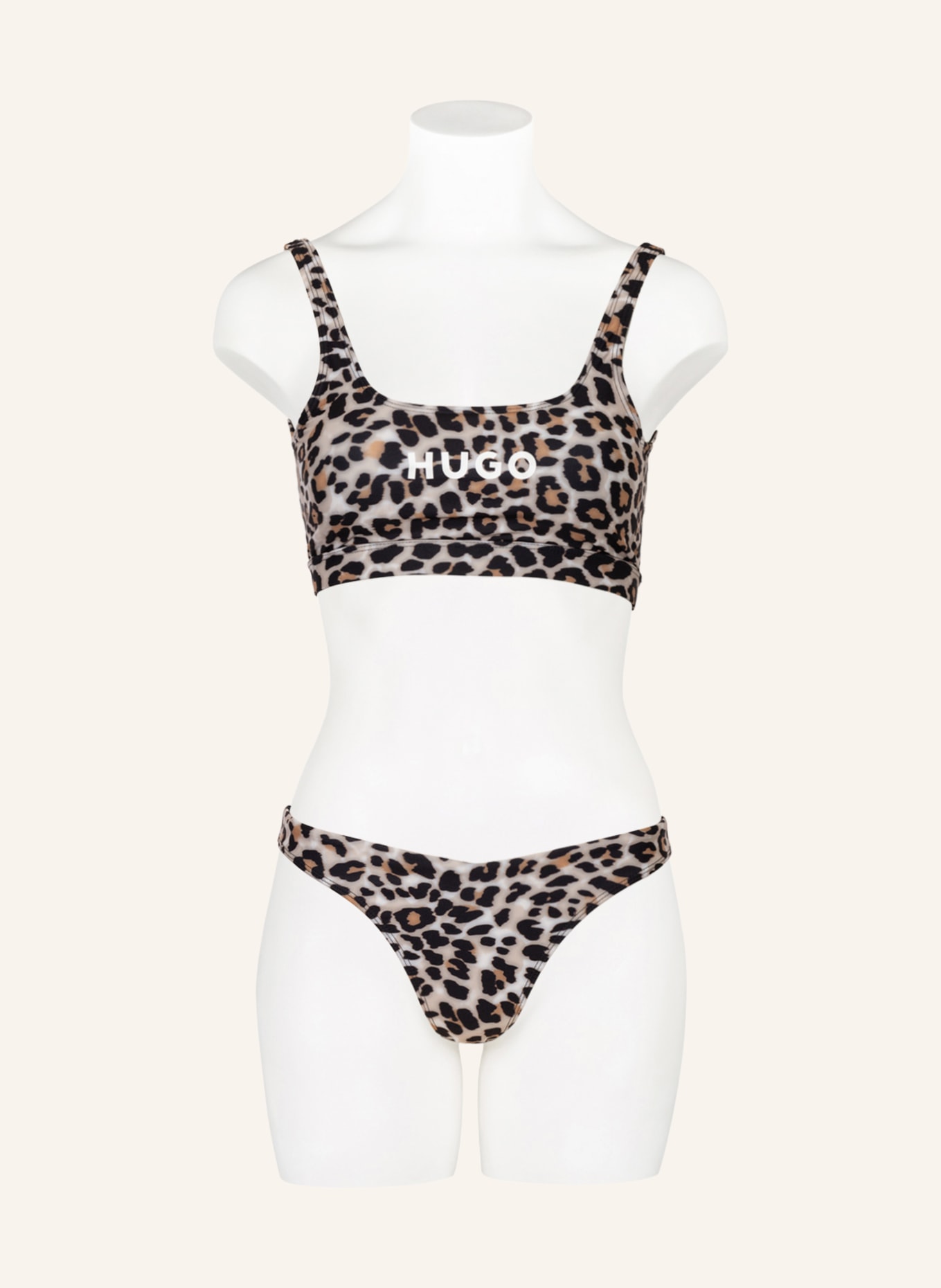 HUGO Bralette bikini top LEO, Color: LIGHT BROWN/ COGNAC/ BLACK (Image 2)