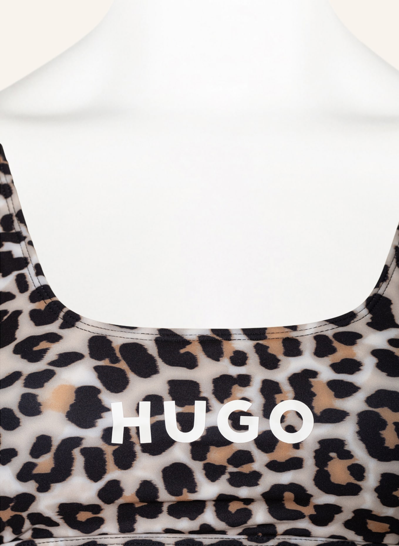 HUGO Bustier-Bikini-Top hellbraun/ schwarz LEO cognac/ in