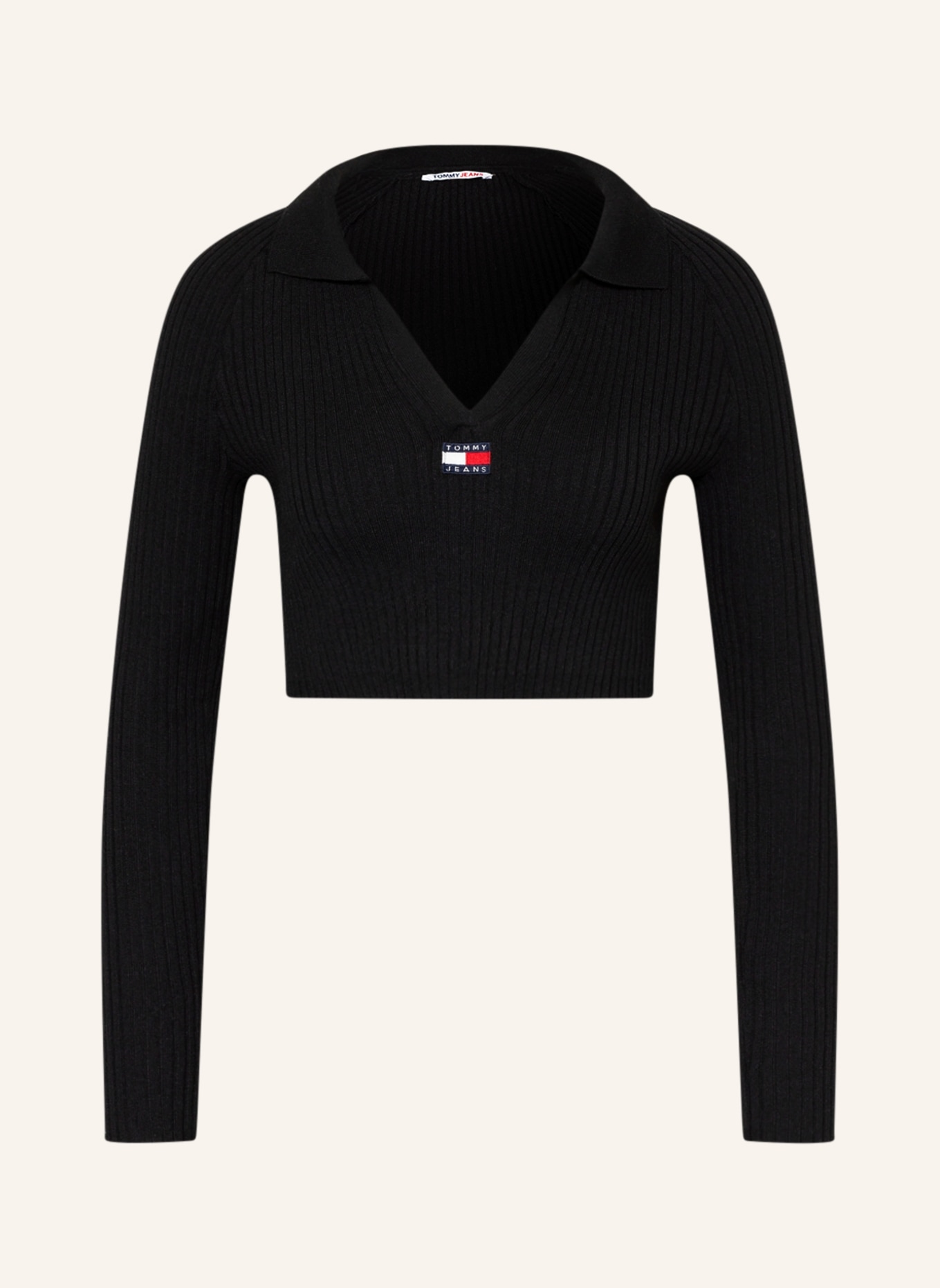 TOMMY JEANS Cropped long sleeve shirt, Color: BLACK (Image 1)