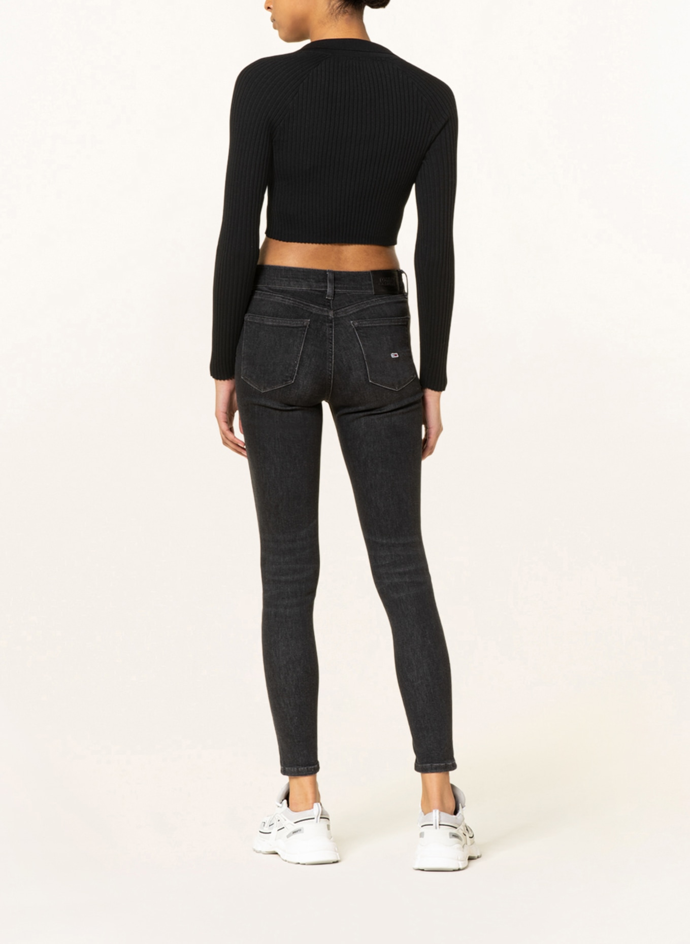 TOMMY JEANS Cropped long sleeve shirt, Color: BLACK (Image 3)