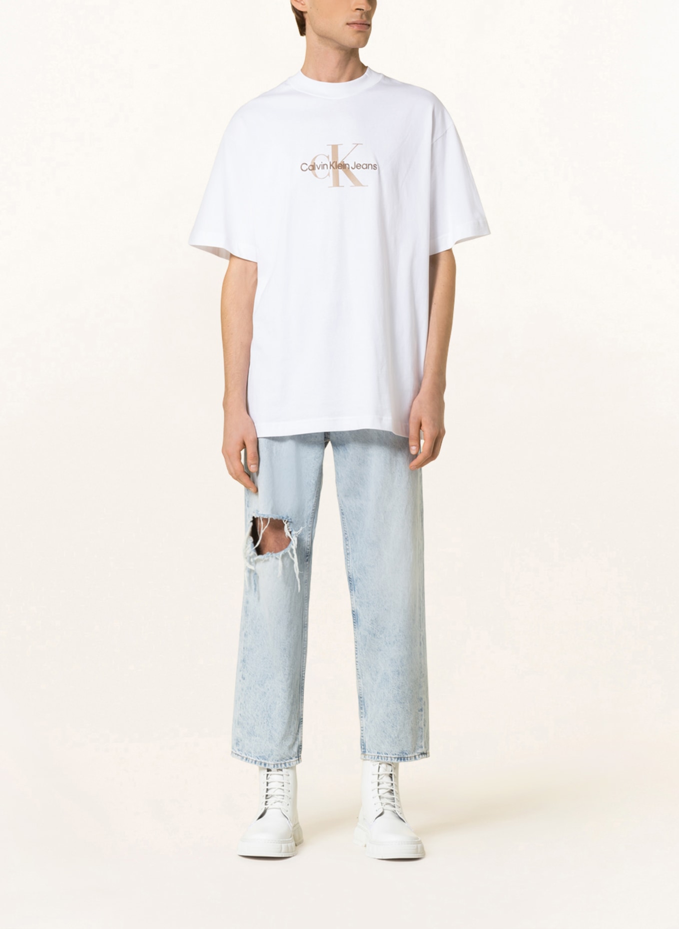 Jeans Klein Oversized-Shirt in Calvin weiss