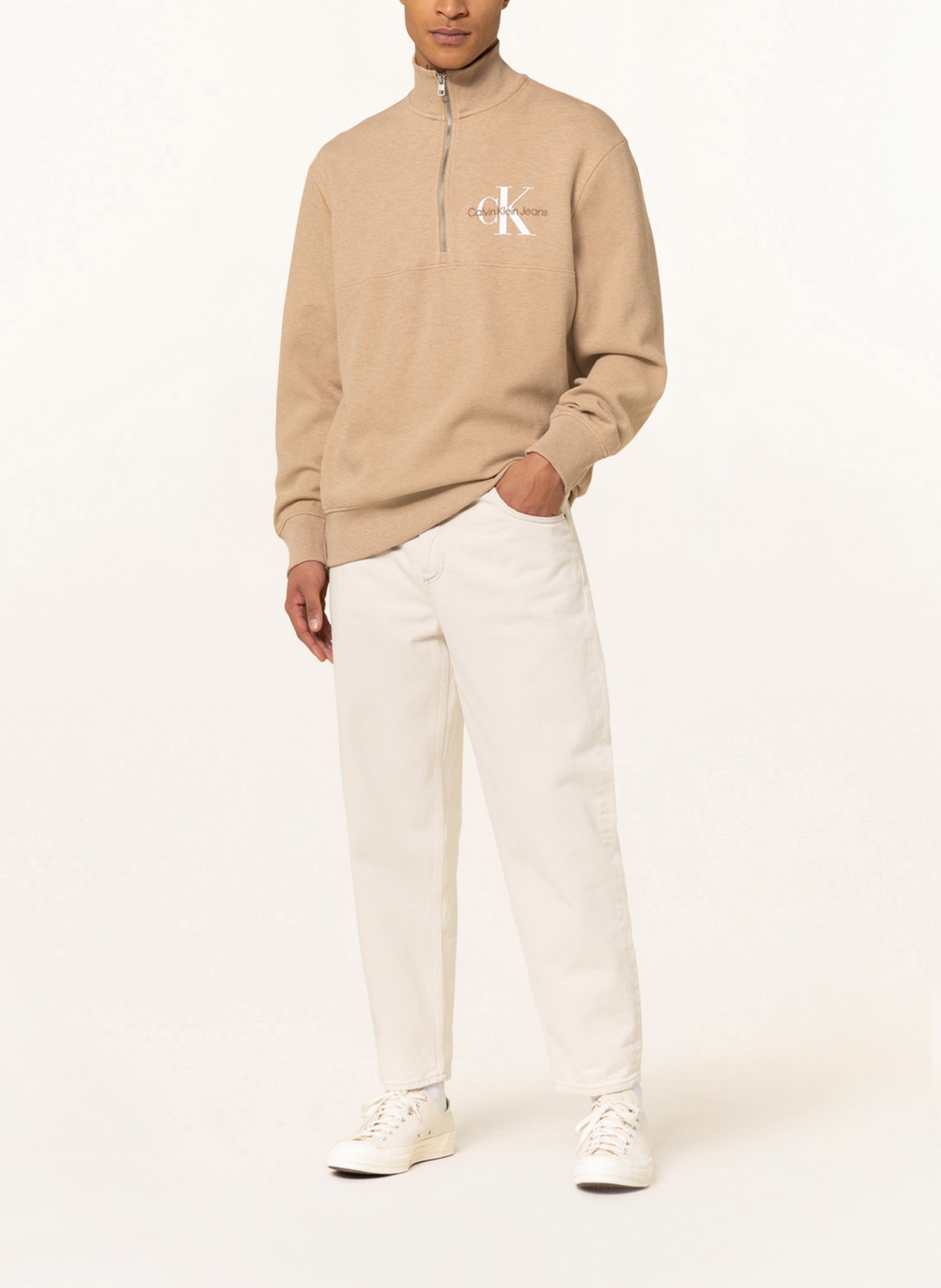 Calvin Klein Jeans Half-zip sweater, Color: BEIGE (Image 2)