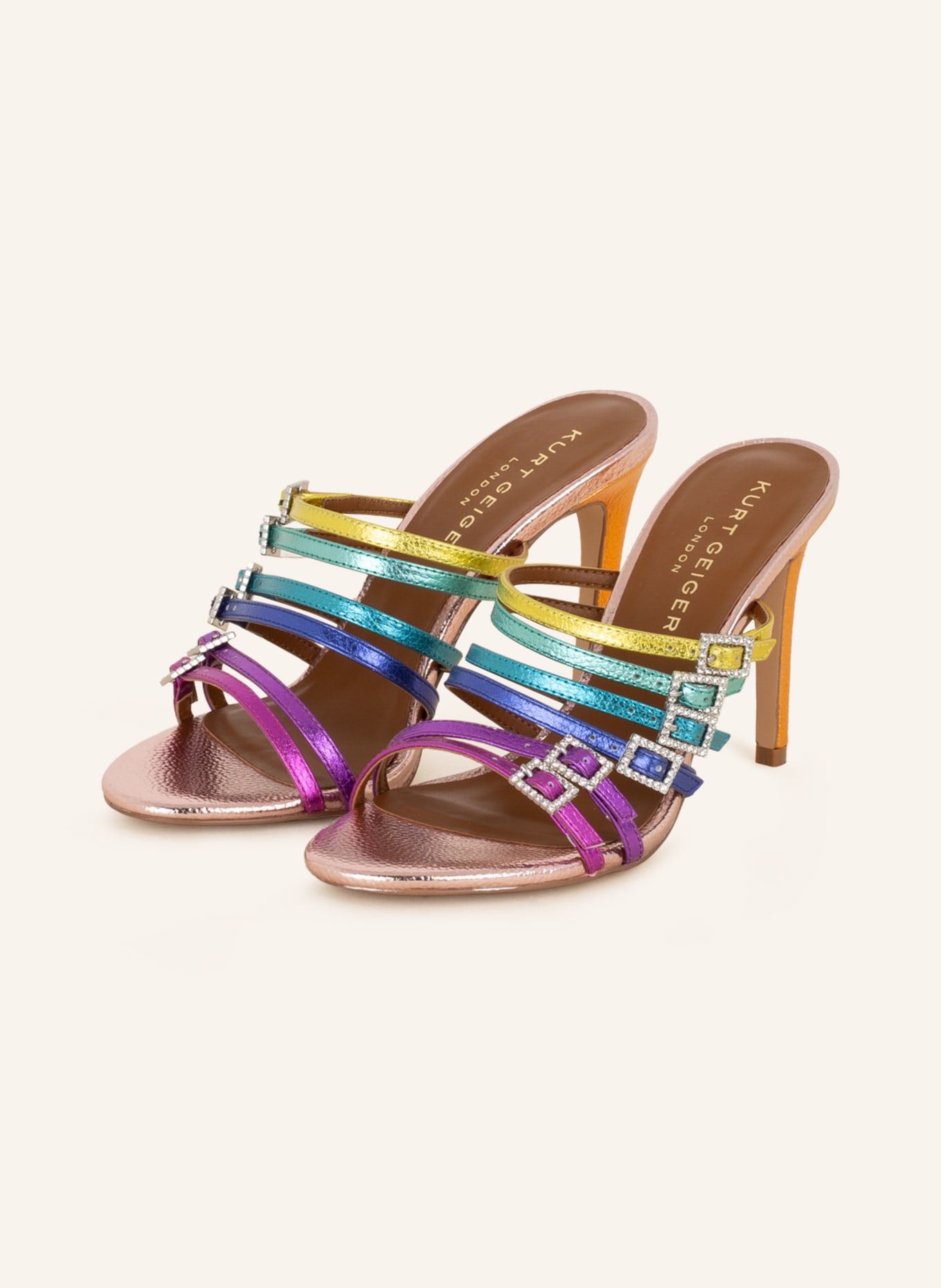 KURT GEIGER Mules PIERRA with decorative gems, Color: BLUE/ PINK/ YELLOW (Image 1)