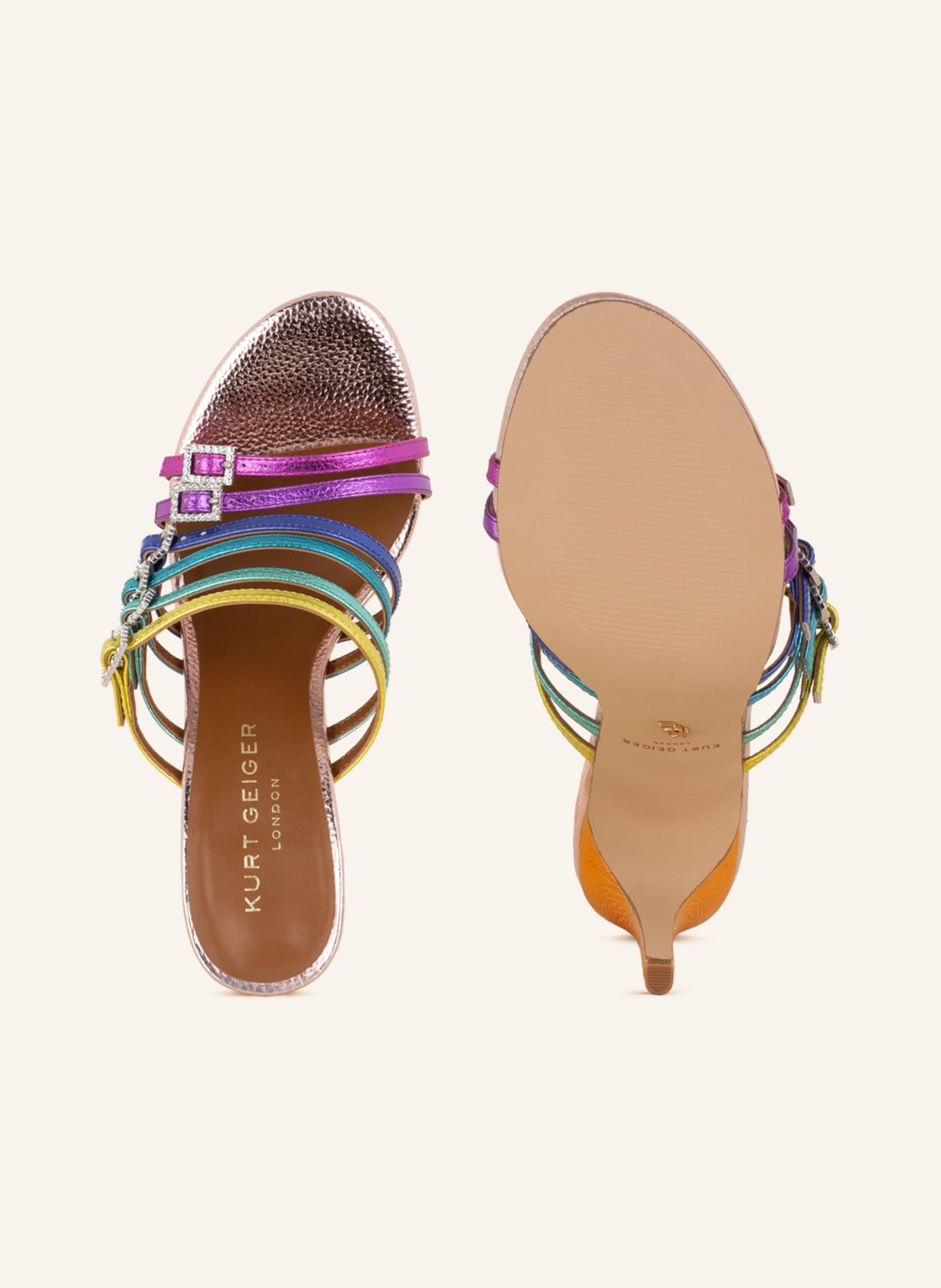 KURT GEIGER Mules PIERRA with decorative gems, Color: BLUE/ PINK/ YELLOW (Image 5)