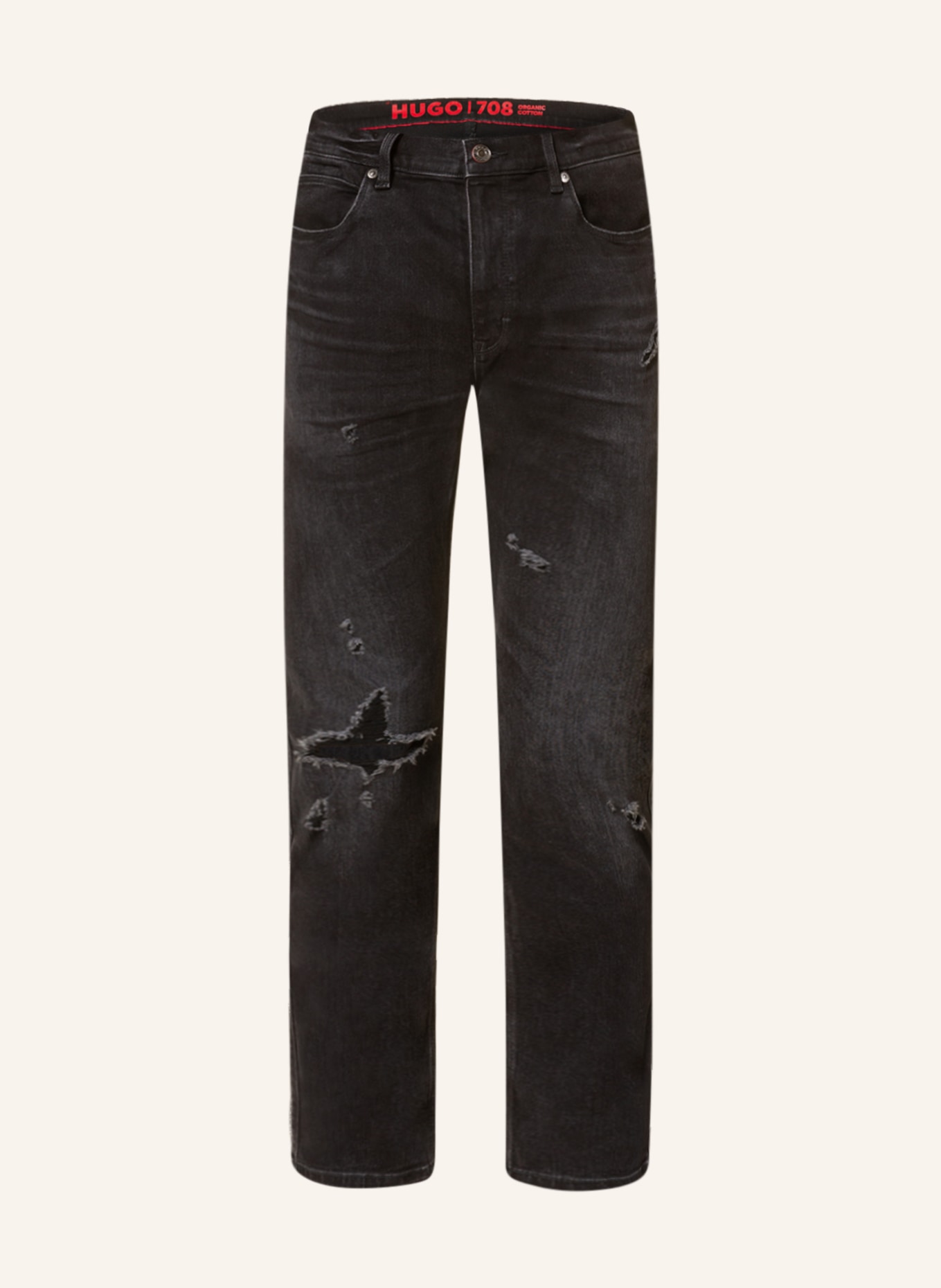 HUGO Destroyed Jeans Slim Fit in 023 dark grey