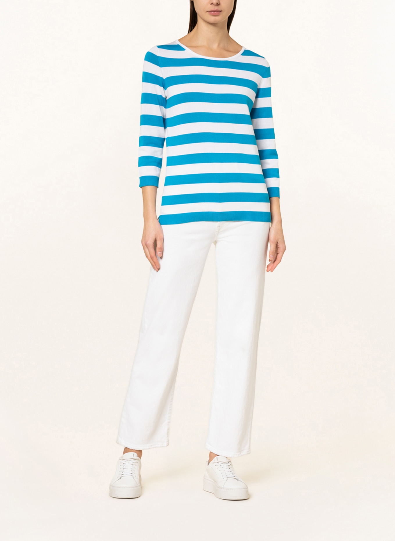 darling harbour Sweater with 3/4 sleeves , Color: WHITE/ BLUE (Image 2)
