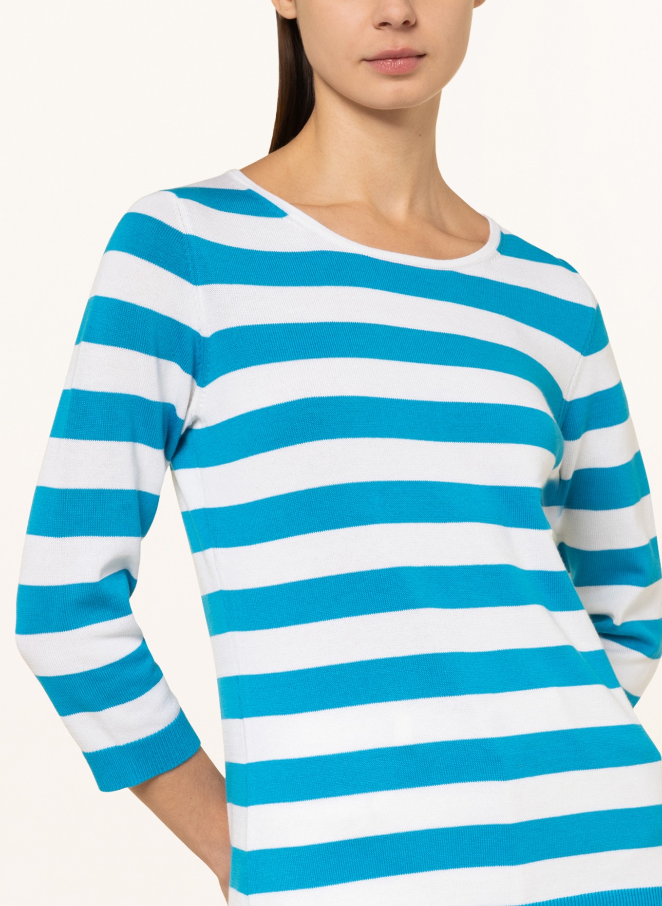 darling harbour Sweater with 3/4 sleeves , Color: WHITE/ BLUE (Image 4)