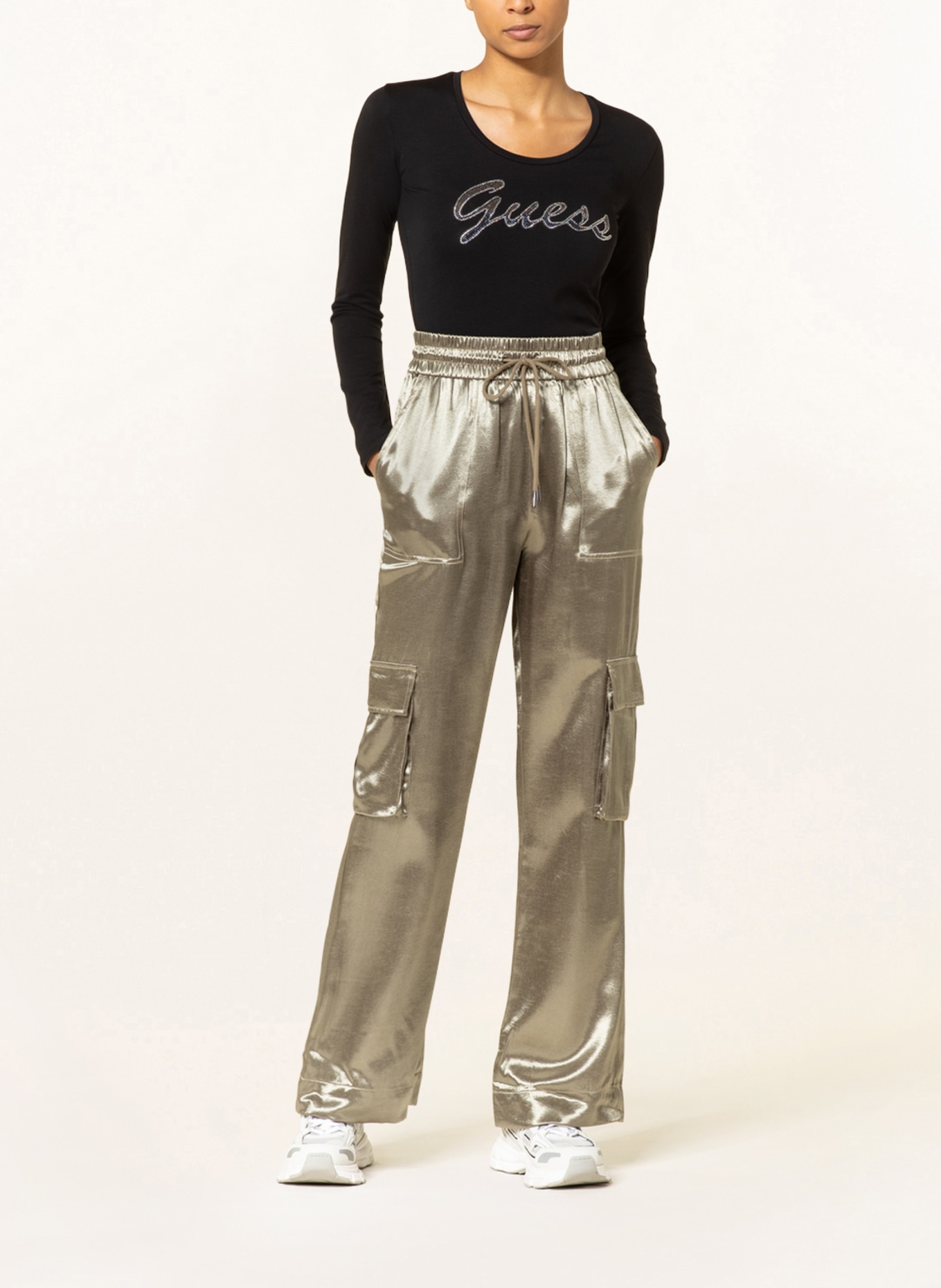 GUESS Spodnie CHANTAL w stylu dresowym, Kolor: JASNOZIELONY (Obrazek 2)
