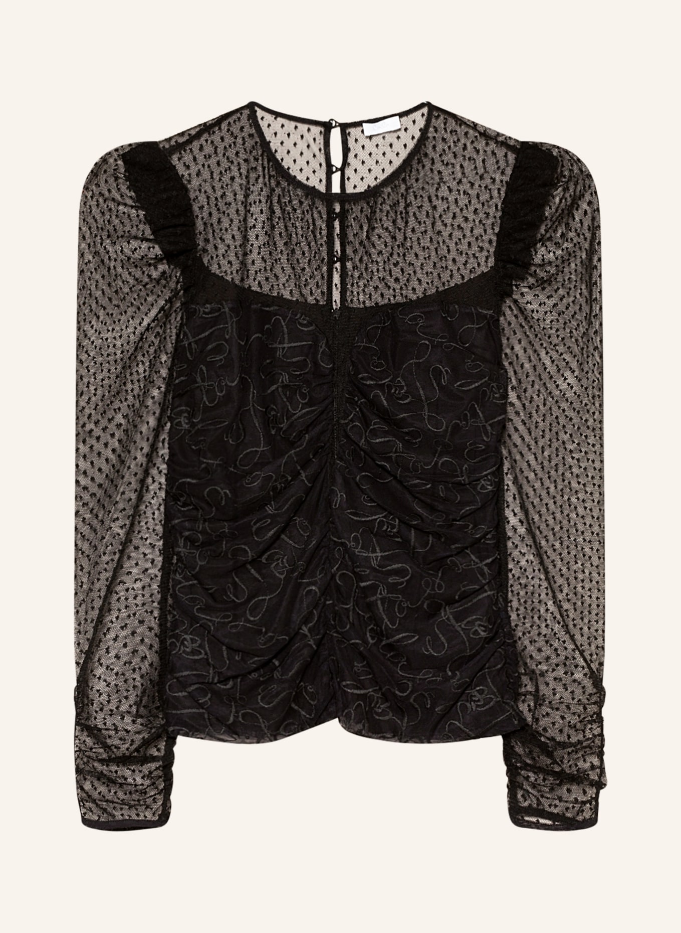 Lala Berlin Shirt blouse TIKA made of mesh, Color: BLACK (Image 1)