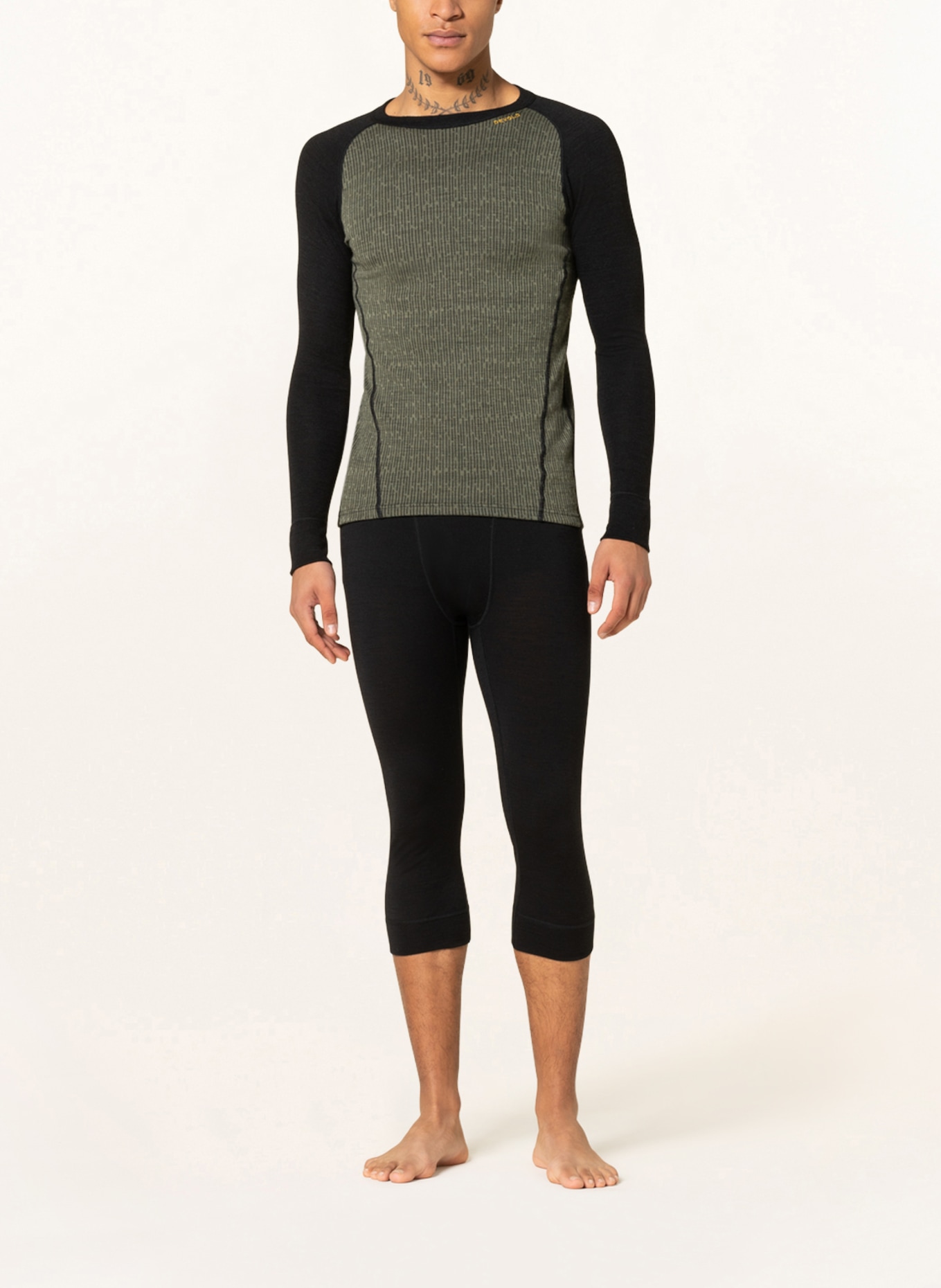 DEVOLD Functional underwear shirt DUO ACTIVE in merino wool, Color: BLACK/ OLIVE (Image 2)