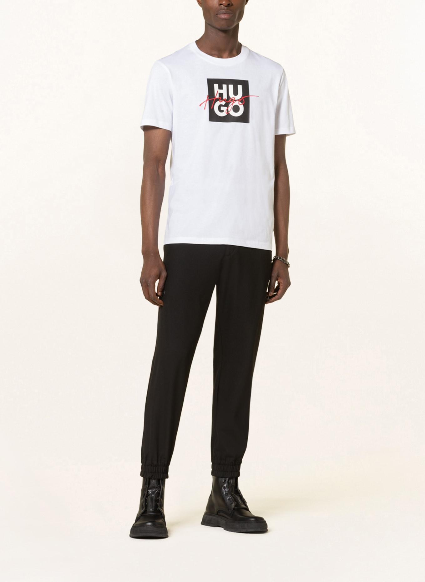 HUGO T-shirt DALPACA, Color: WHITE/ BLACK/ RED (Image 2)