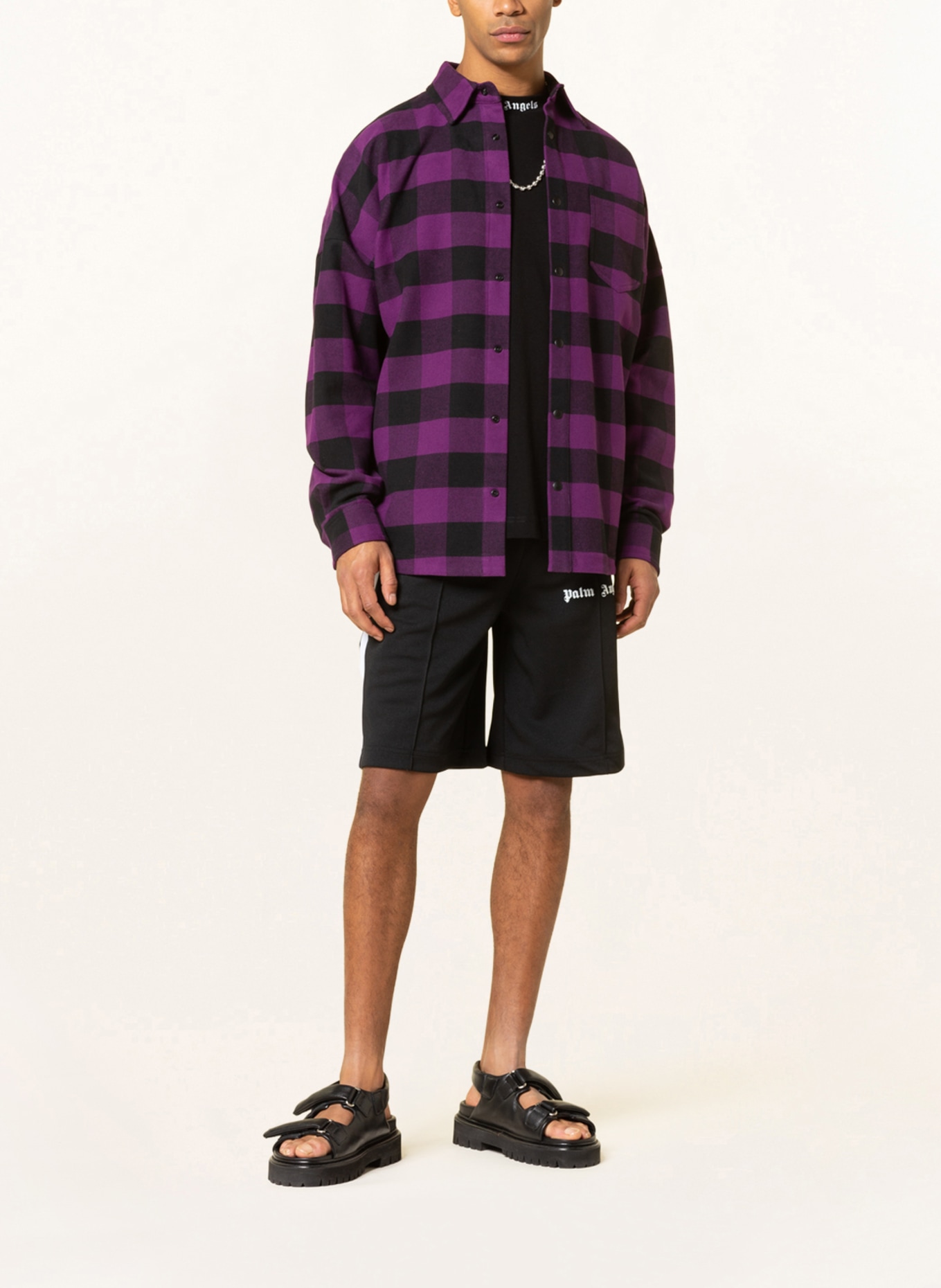 Palm Angels Flannel overshirt, Color: FUCHSIA/ BLACK (Image 2)