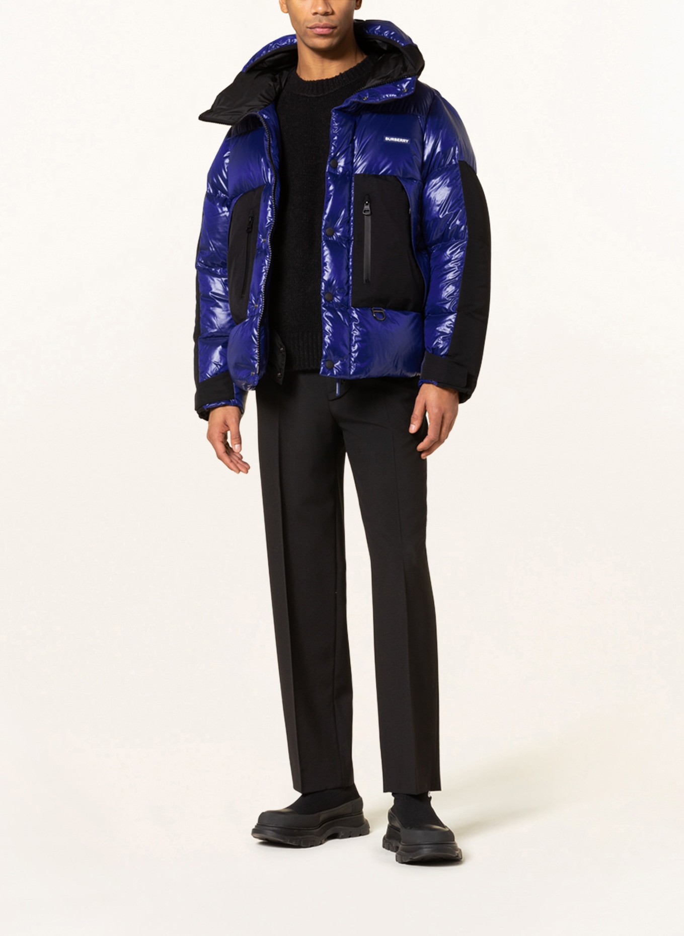 BURBERRY Down jacket BRENDAN in mixed materials, Color: BLUE/ BLACK (Image 2)